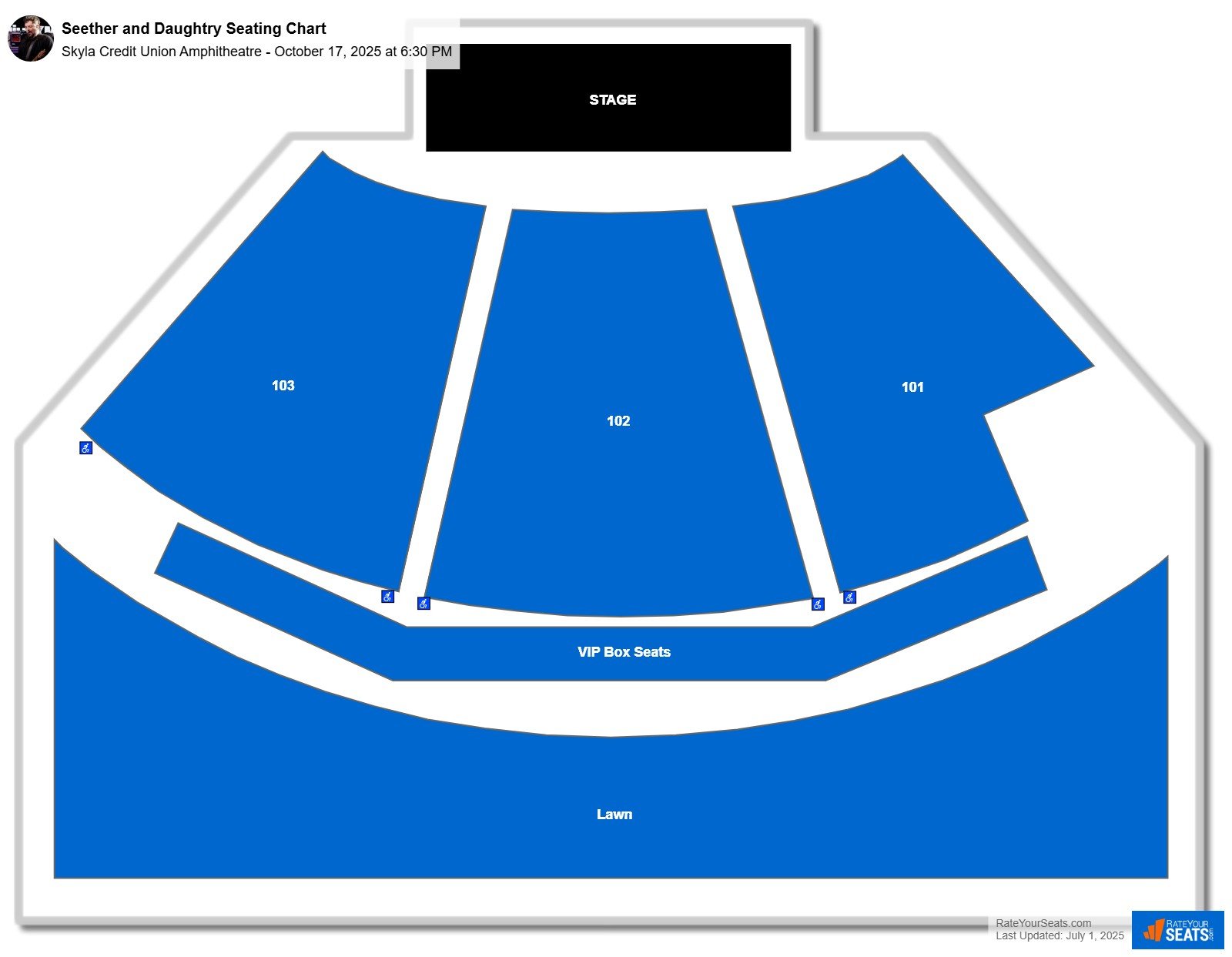 Seether and Daughtry seating chart Skyla Credit Union Amphitheatre