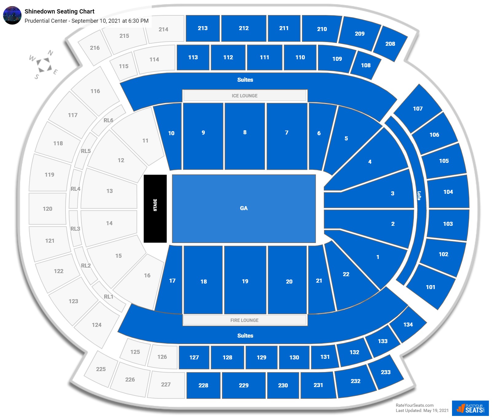 Prudential Center Seating Charts for Concerts - RateYourSeats.com