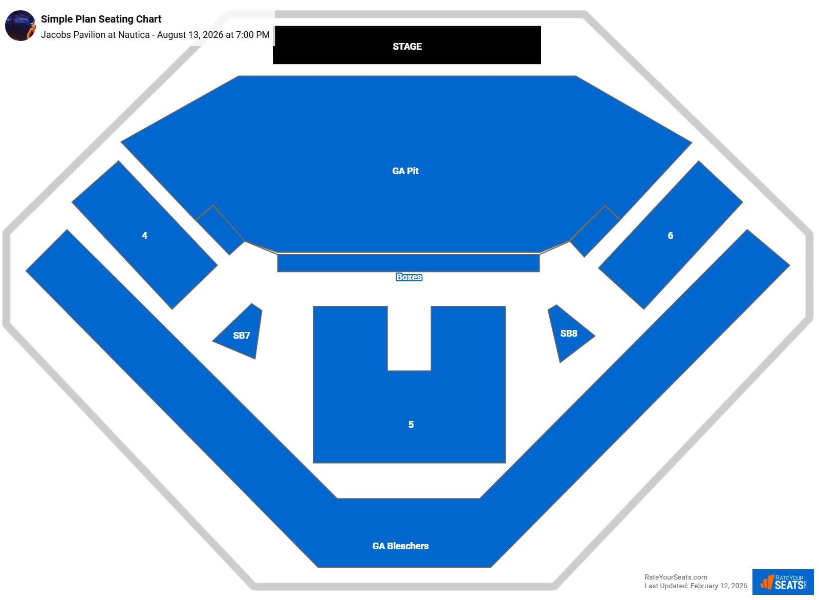 Simple Plan seating chart Jacobs Pavilion at Nautica