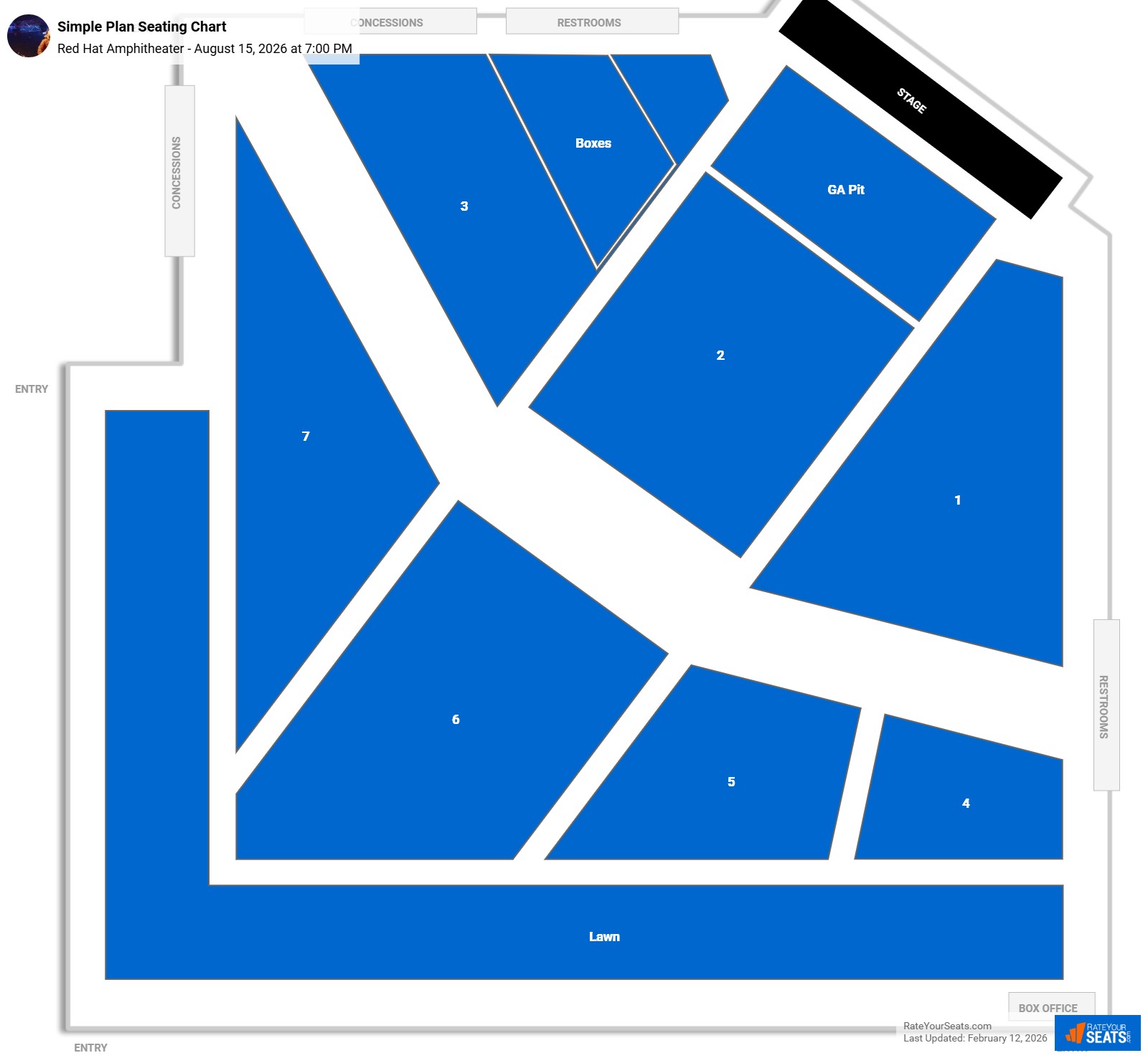 Simple Plan seating chart Red Hat Amphitheater