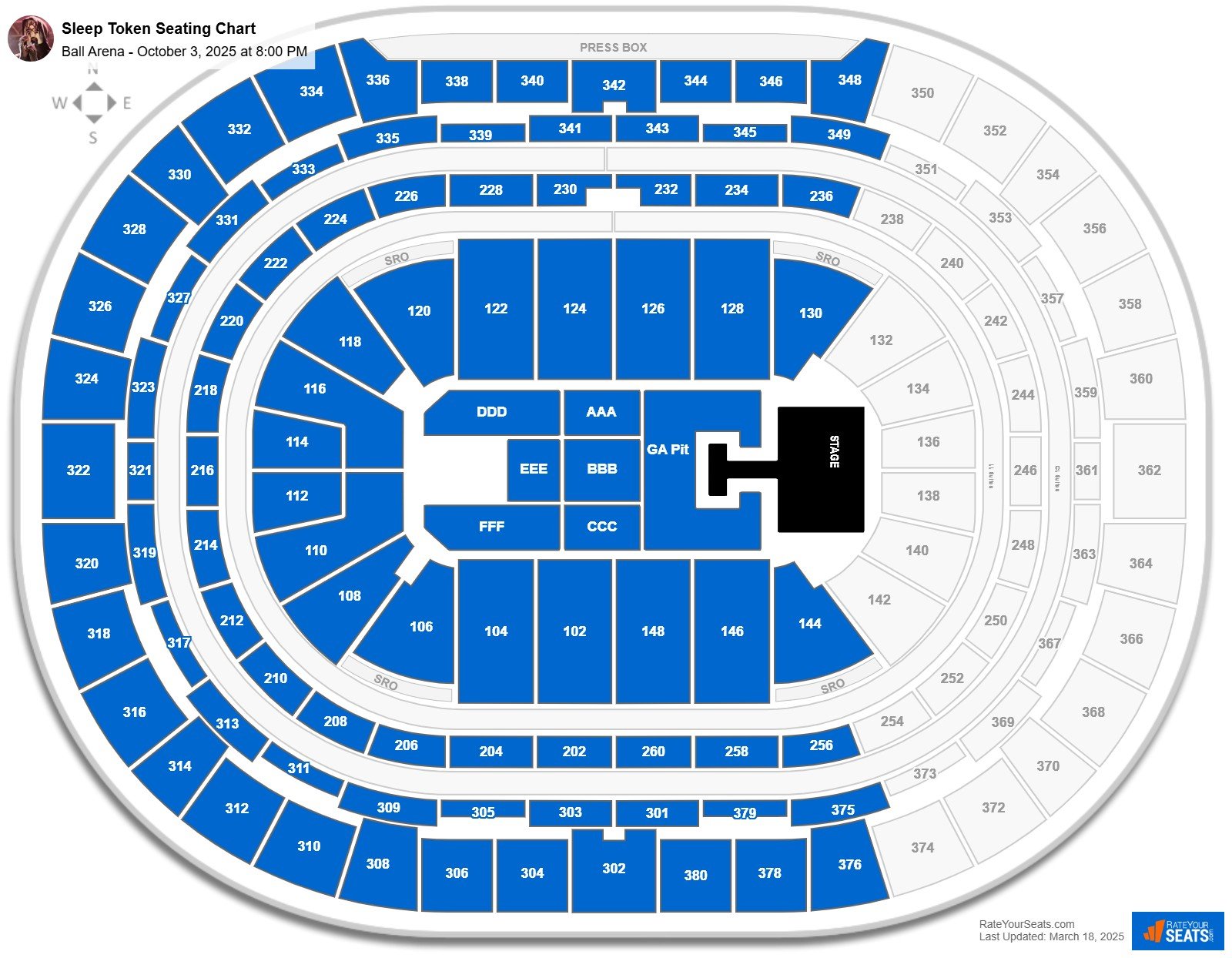 Sleep Token seating chart Ball Arena