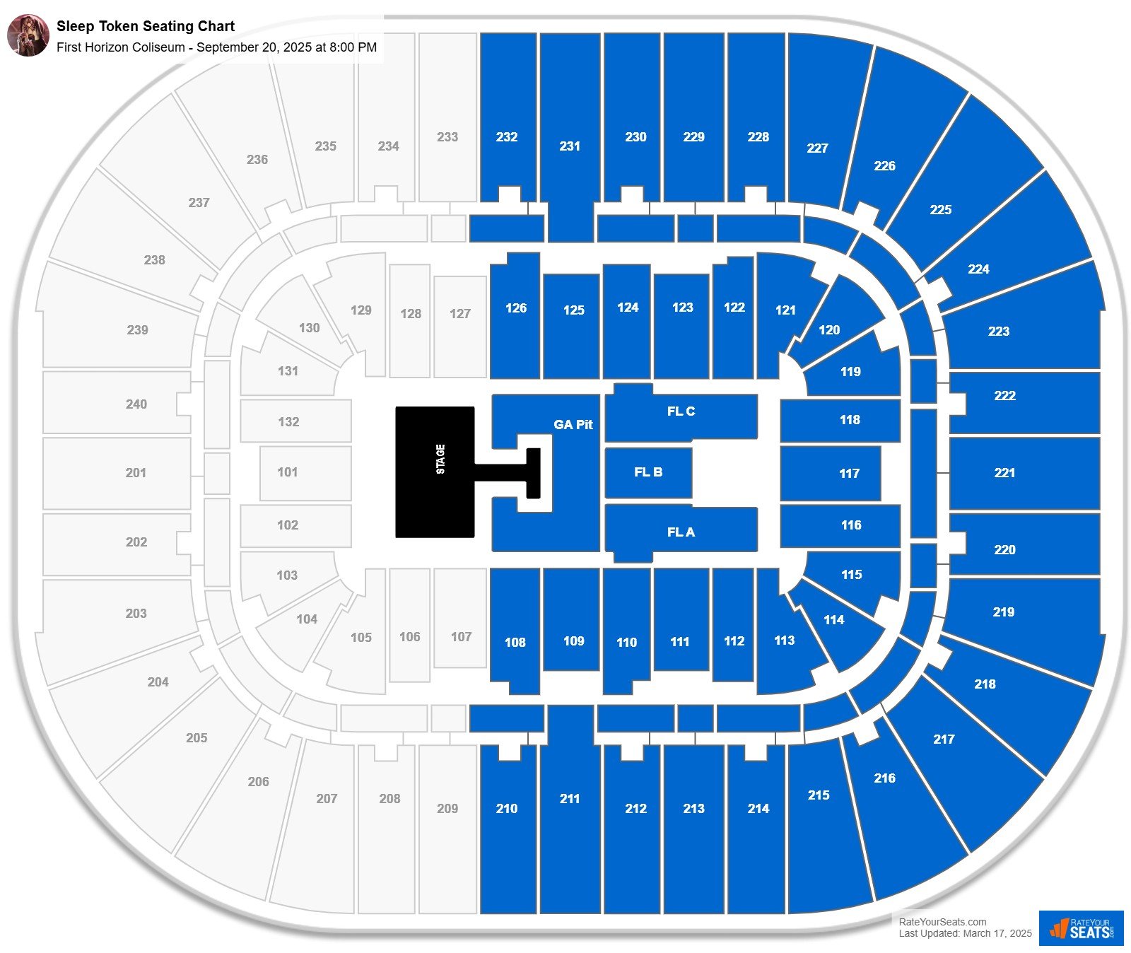 Sleep Token seating chart First Horizon Coliseum