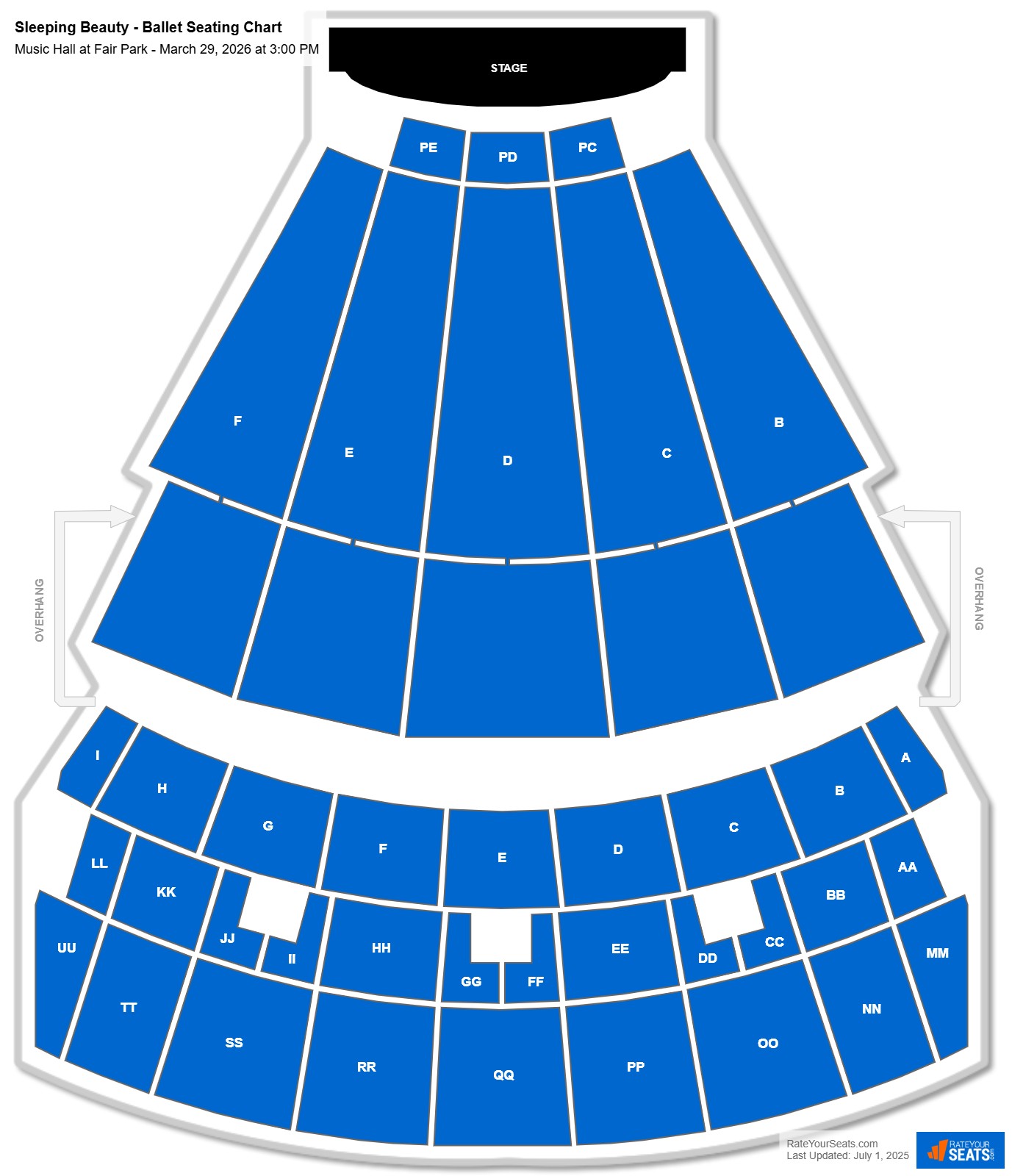 Sleeping Beauty - Ballet seating chart Music Hall at Fair Park