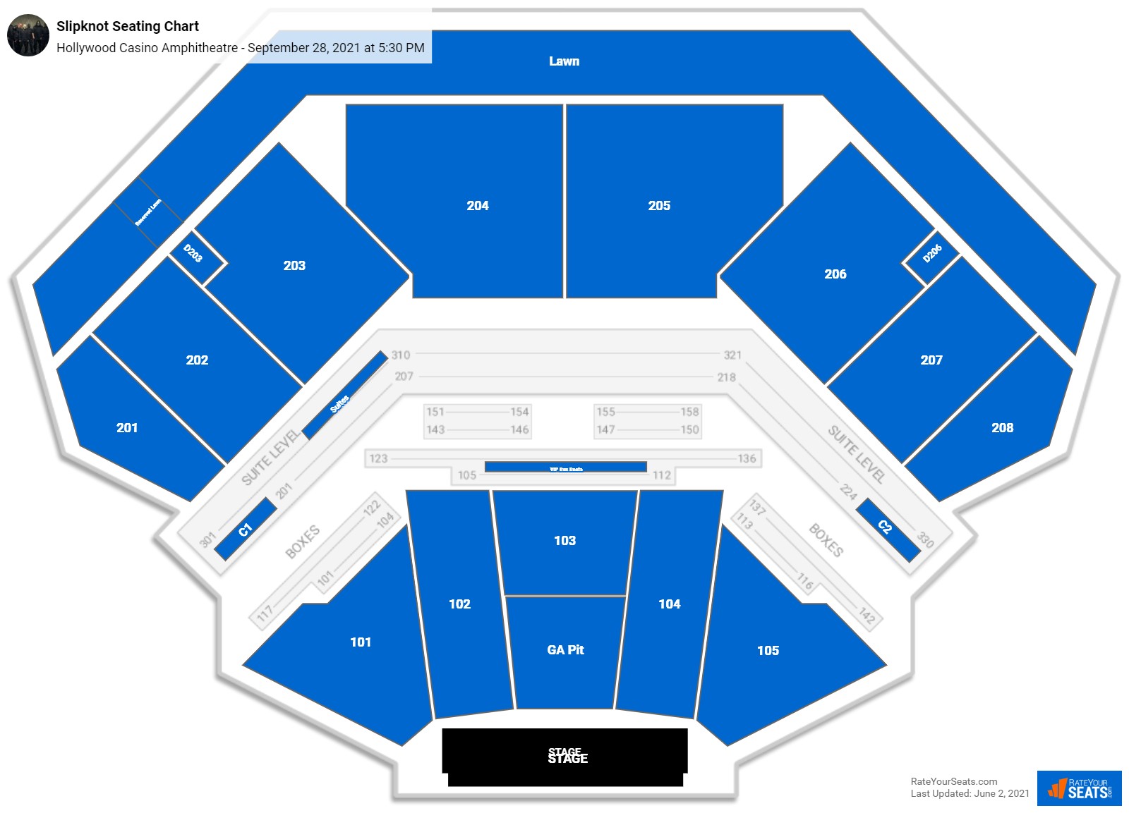 Slipknot seating chart Hollywood Casino Amphitheatre