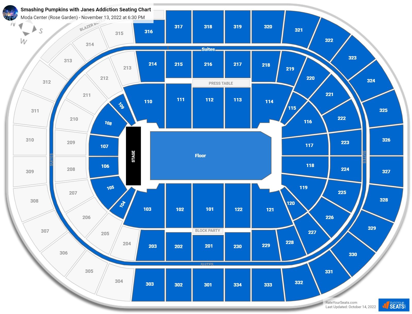 Moda Center Concert Seating Chart - RateYourSeats.com