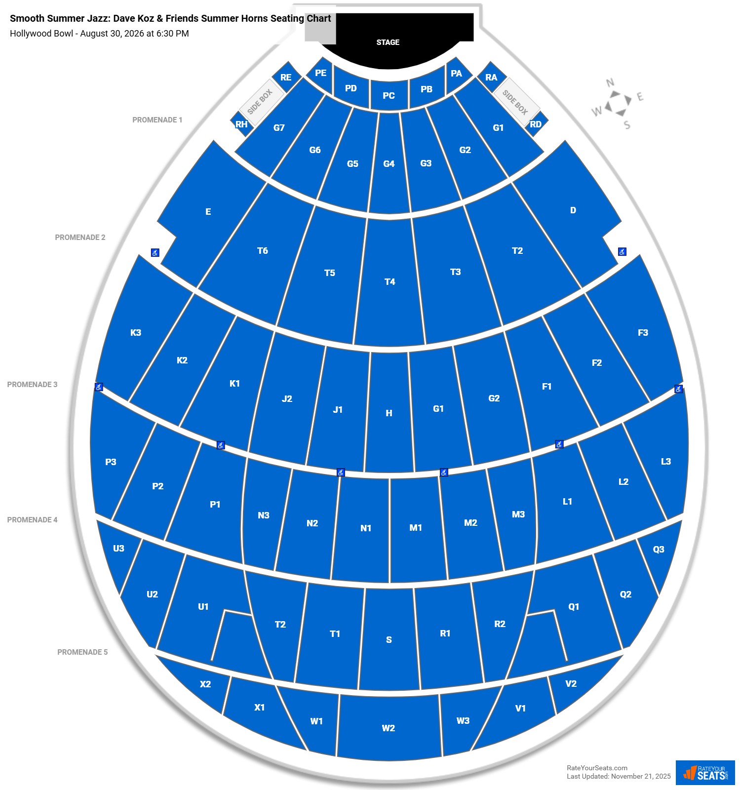 Smooth Summer Jazz - The Commodores with Boney James and Sheila E seating chart Hollywood Bowl