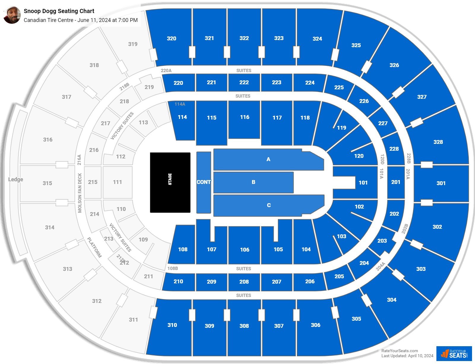 Canadian Tire Centre Concert Seating Chart - RateYourSeats.com