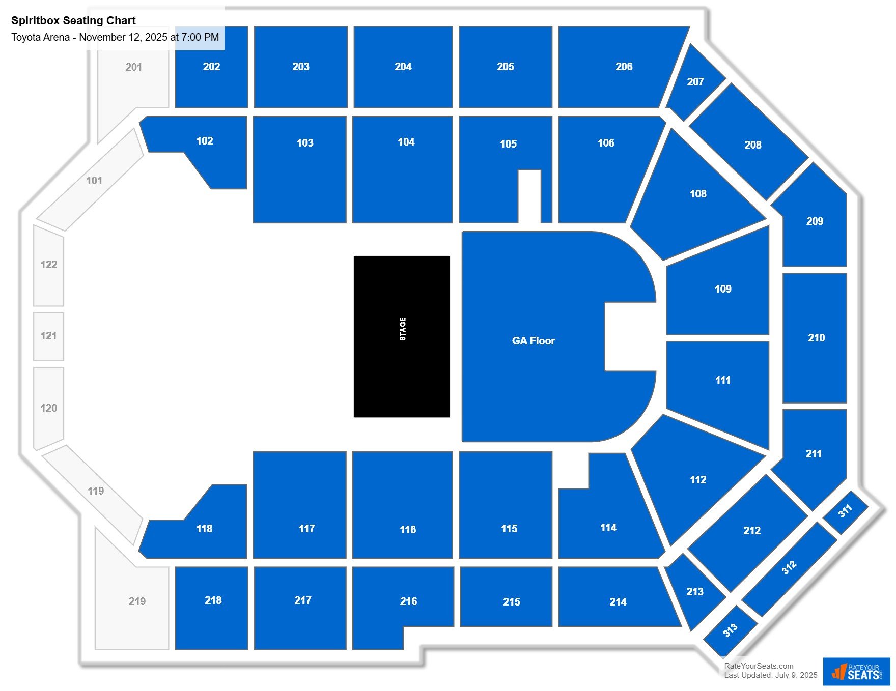 Spiritbox seating chart Toyota Arena
