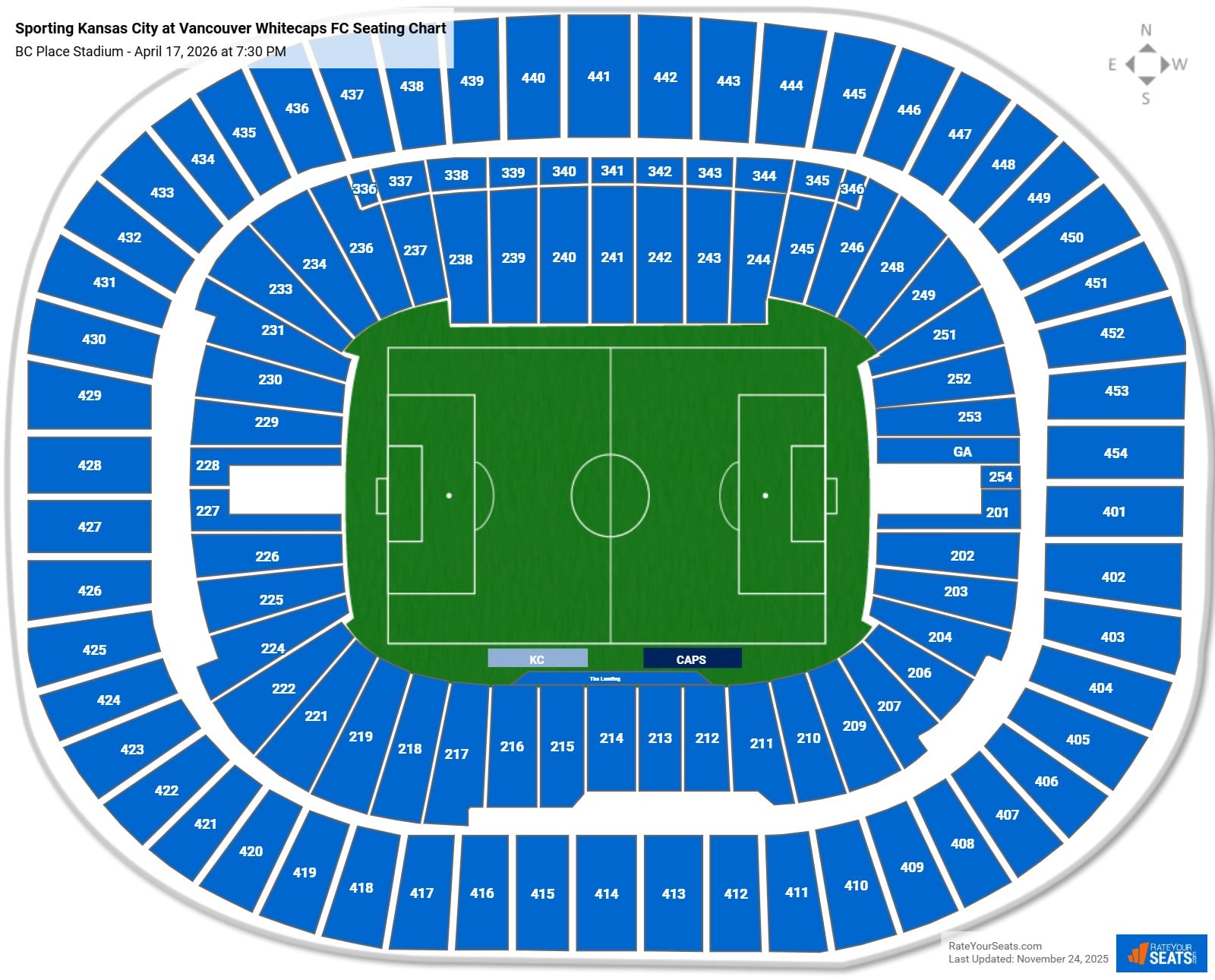 Sporting Kansas City at Vancouver Whitecaps FC seating chart BC Place Stadium