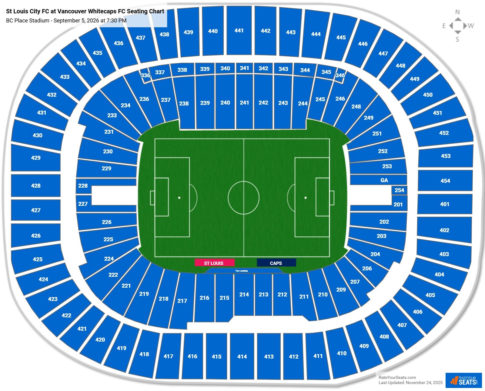 St Louis City FC at Vancouver Whitecaps FC seating chart BC Place Stadium