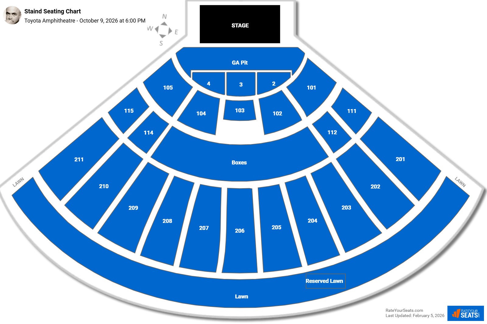 Staind seating chart Toyota Amphitheatre
