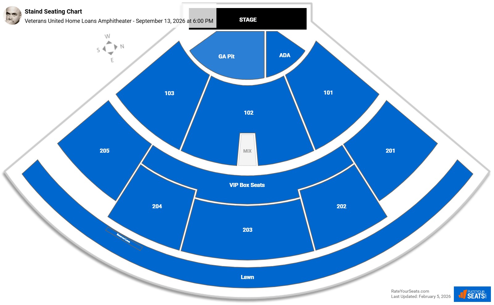 Staind seating chart Veterans United Home Loans Amphitheater