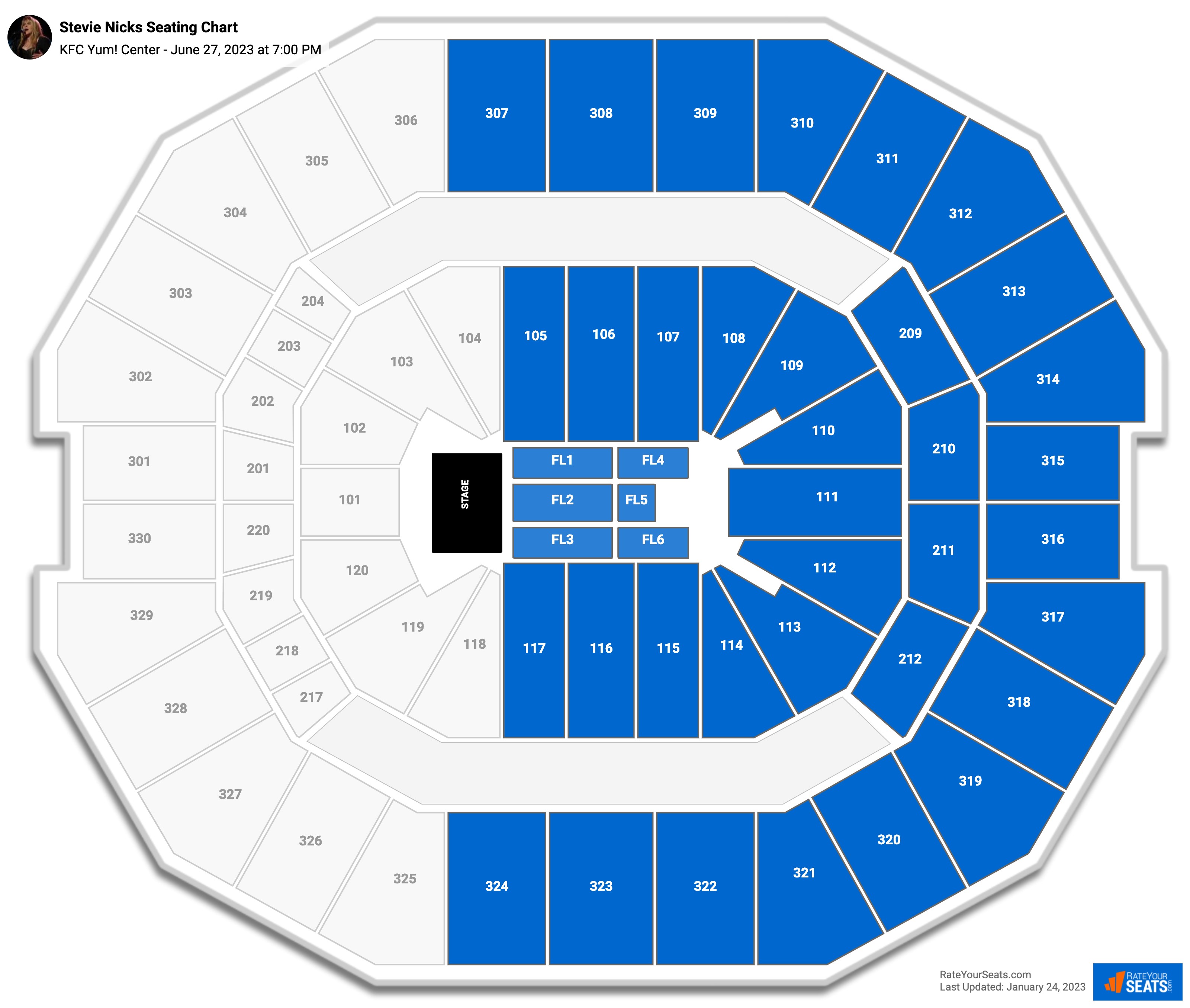 KFC Yum! Center Concert Seating Chart