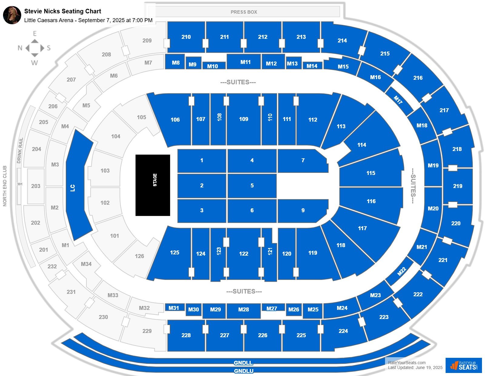 Stevie Nicks seating chart Little Caesars Arena