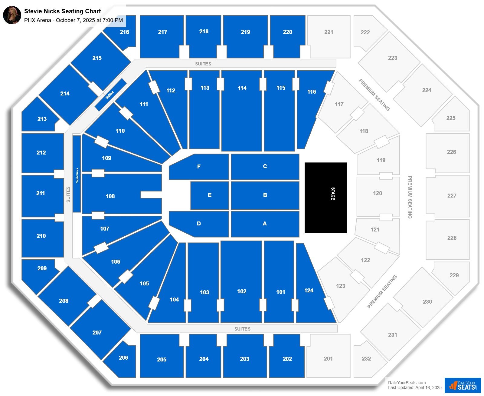 Stevie Nicks seating chart PHX Arena