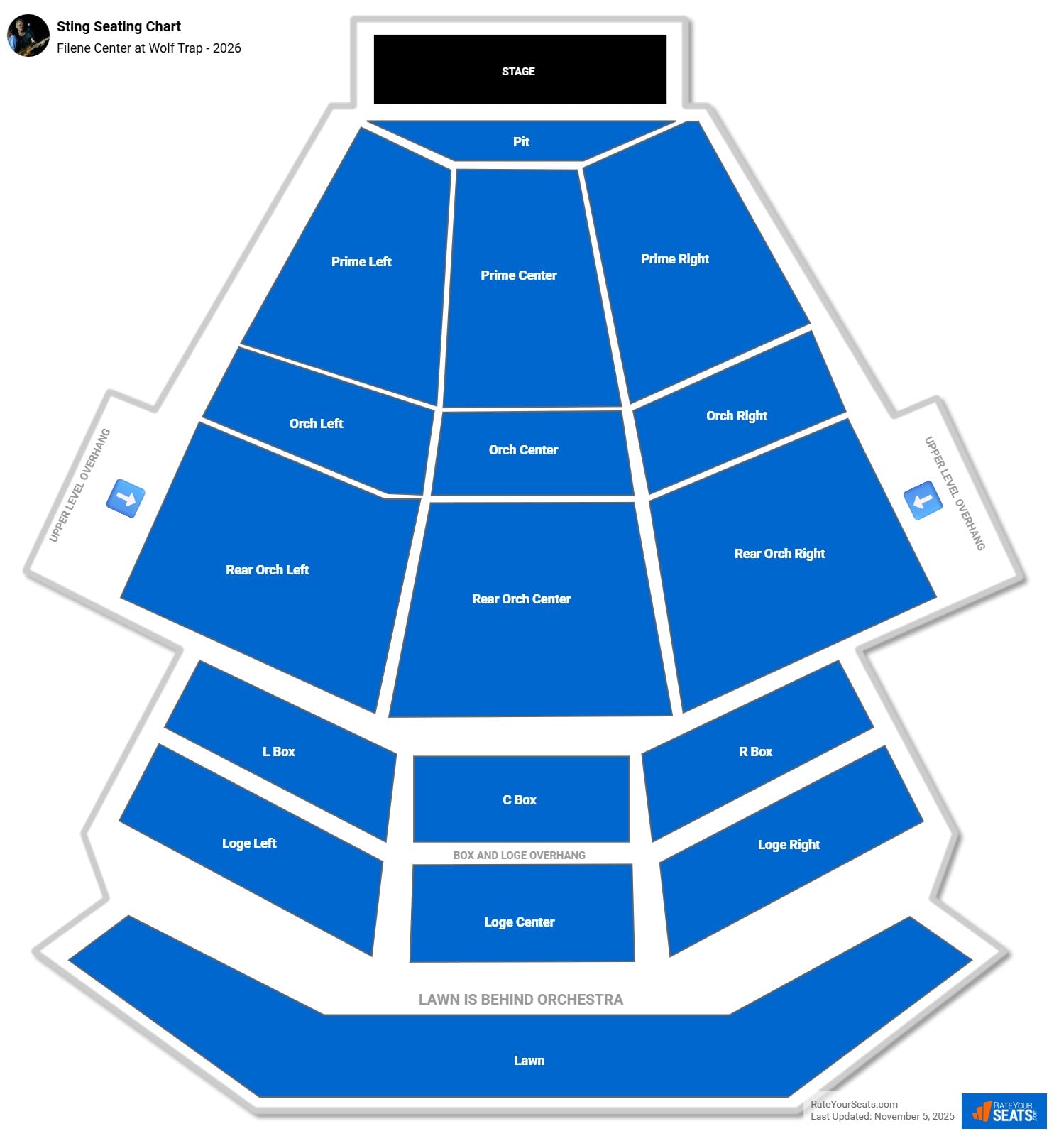 Sting seating chart Filene Center at Wolf Trap