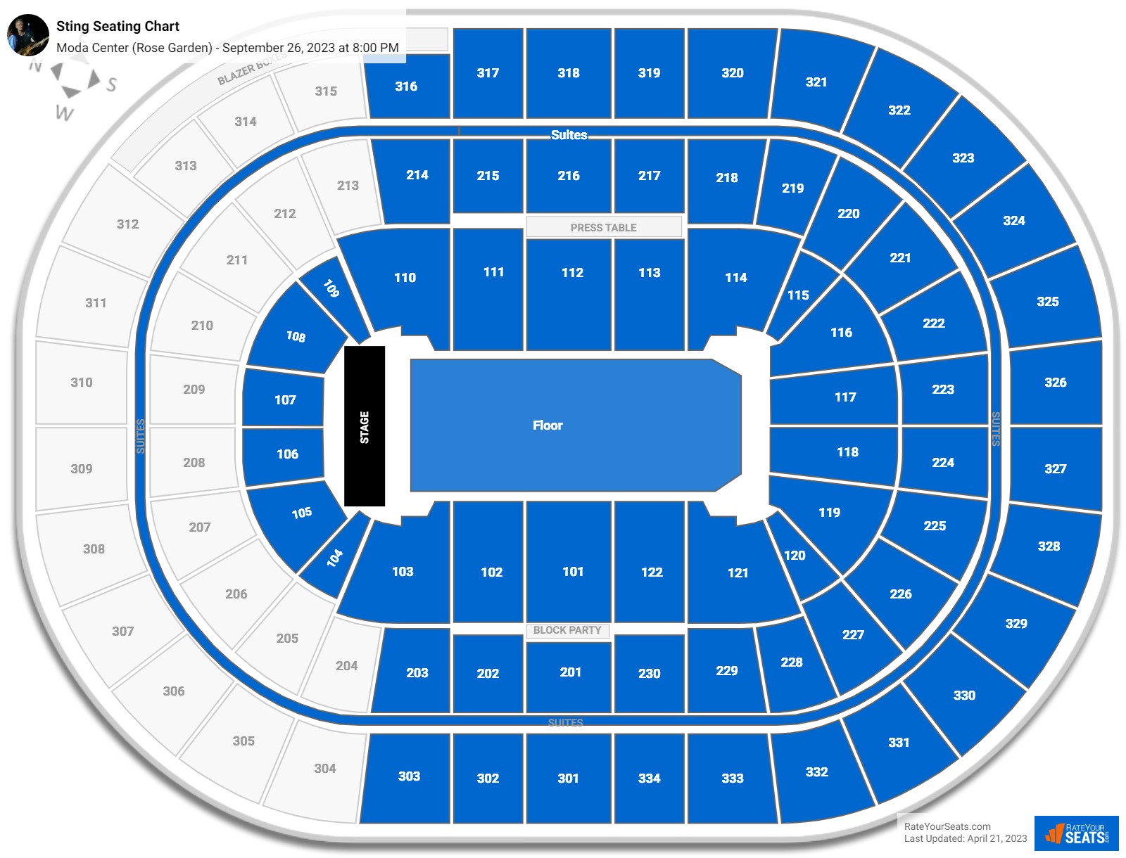 Moda Center Concert Seating Chart - RateYourSeats.com