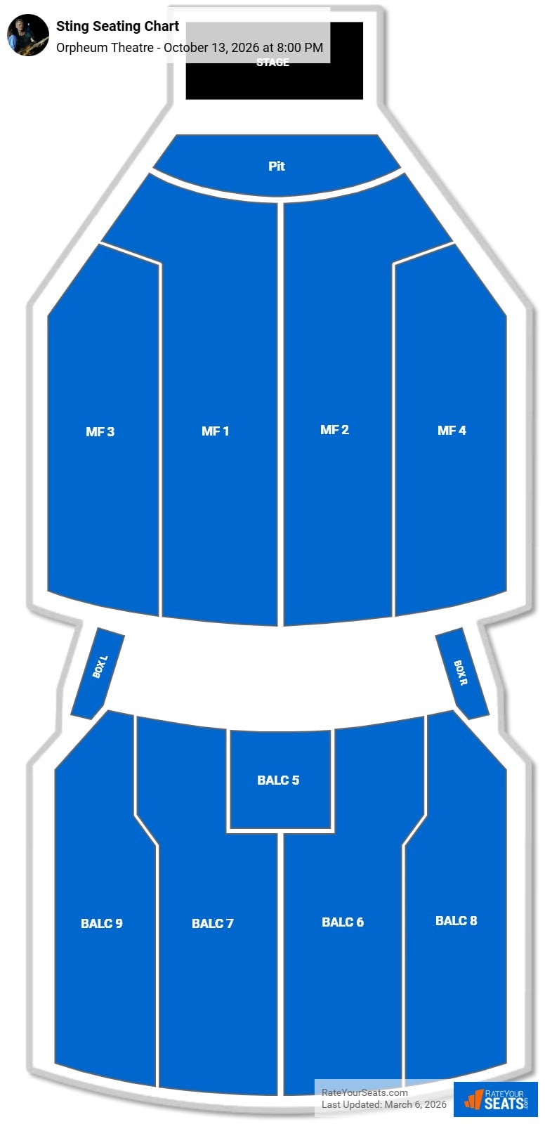 Sting - Gordon Matthew Sumner seating chart Orpheum Theatre (Minneapolis)