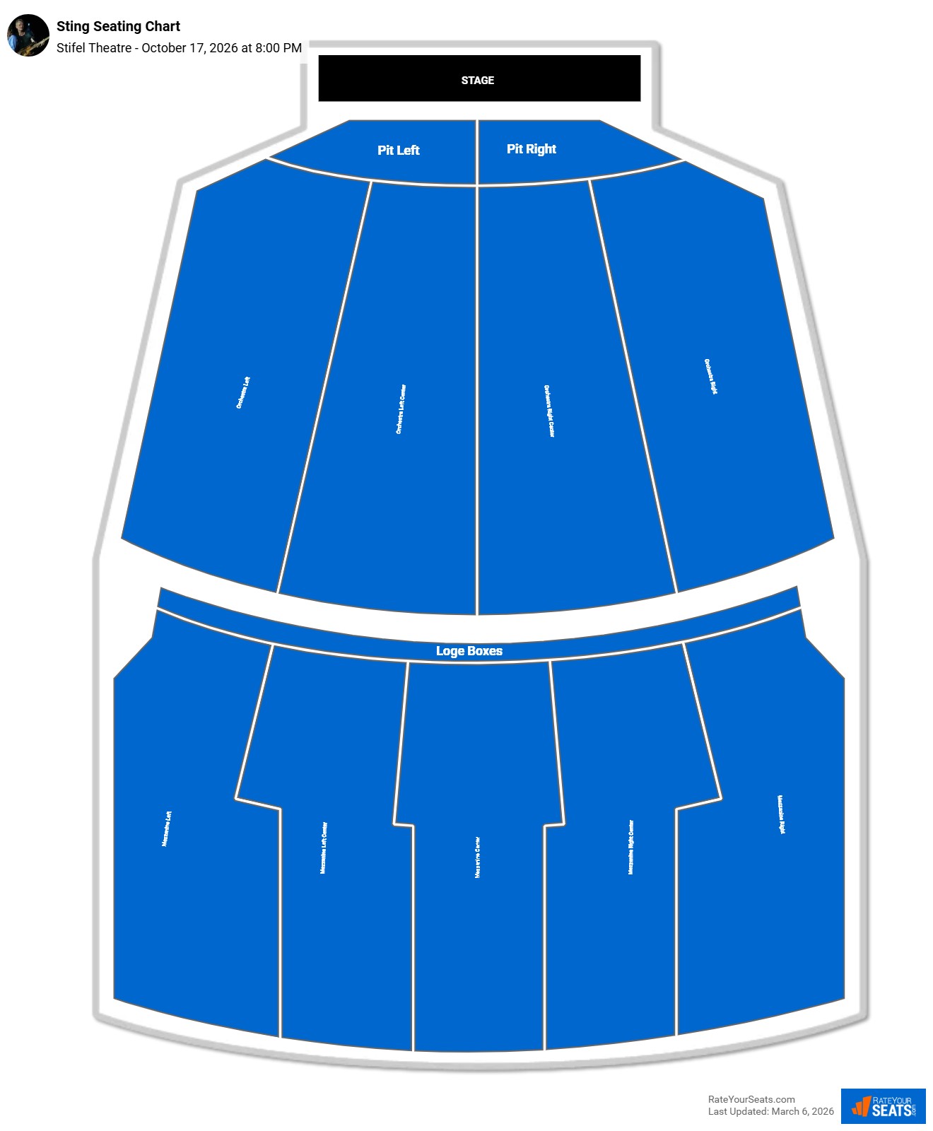 Sting seating chart Stifel Theatre