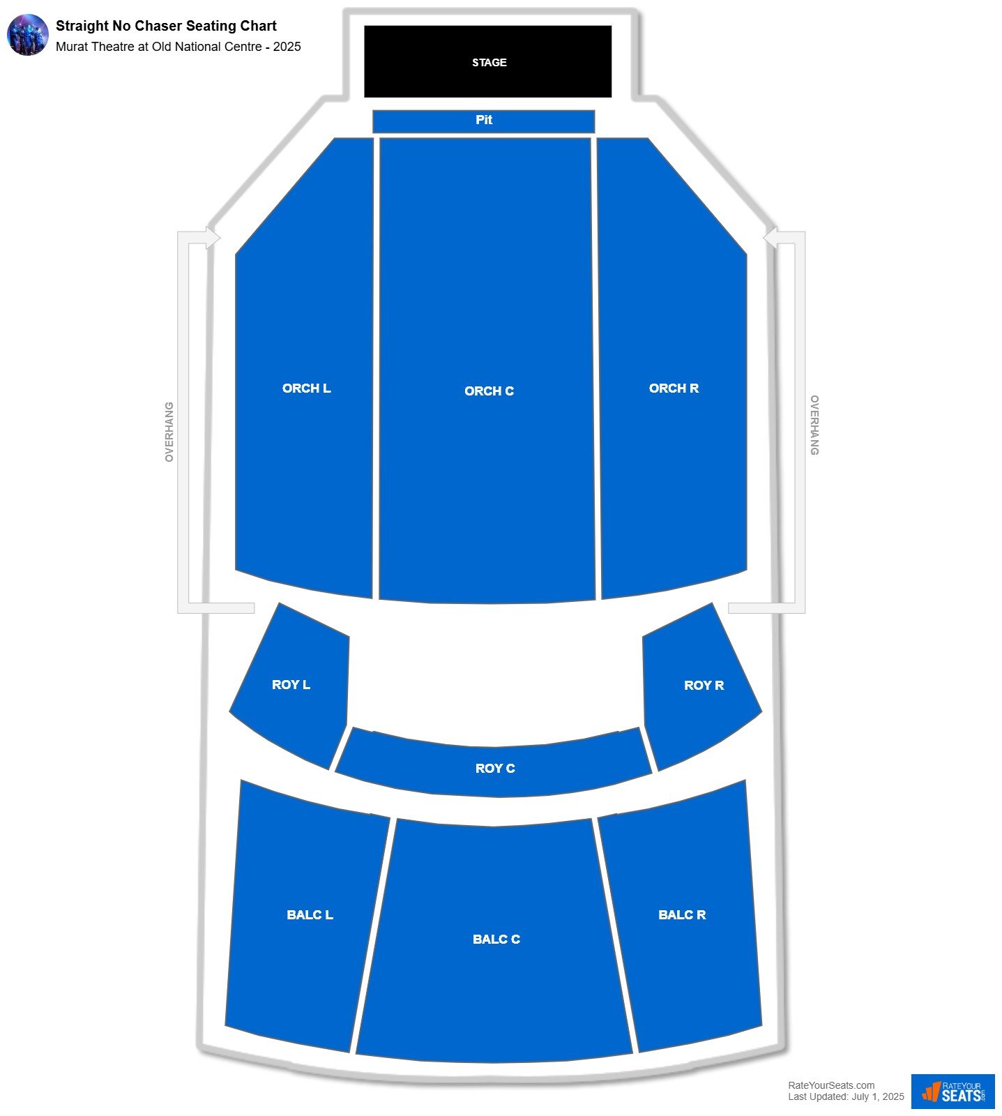 Straight No Chaser seating chart Murat Theatre at Old National Centre