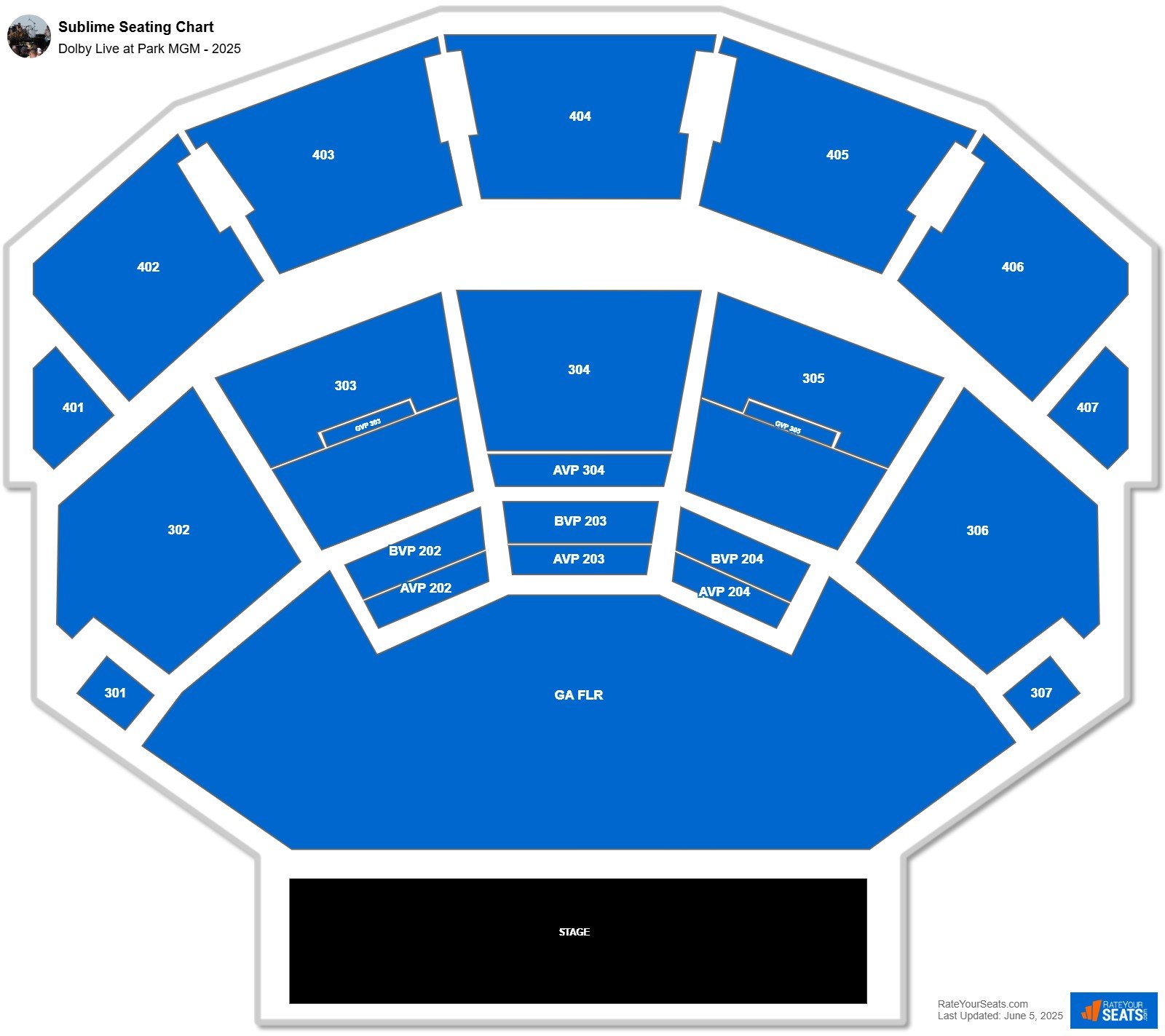 Sublime seating chart Dolby Live at Park MGM