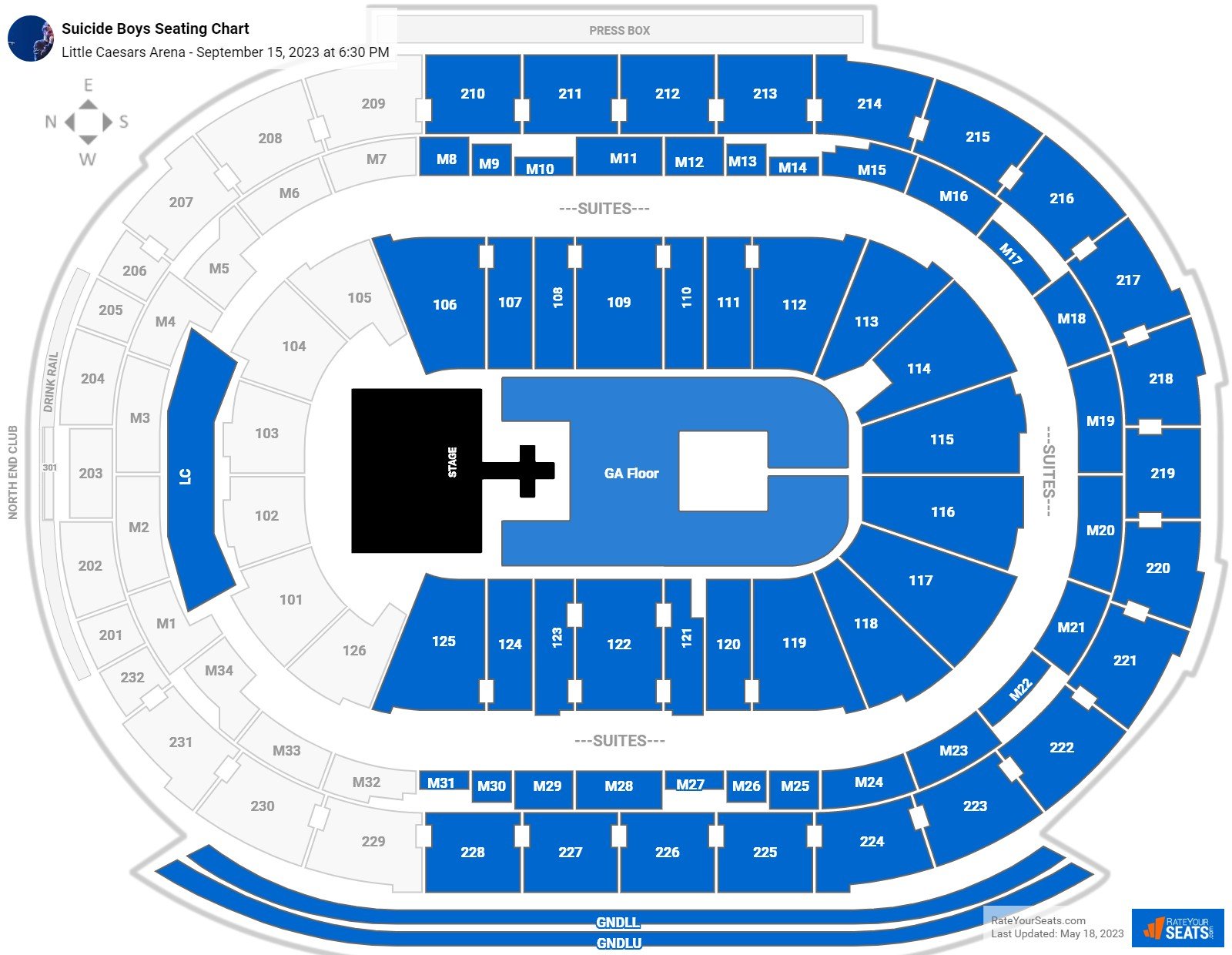 Little Caesars Arena Concert Seating Chart - RateYourSeats.com