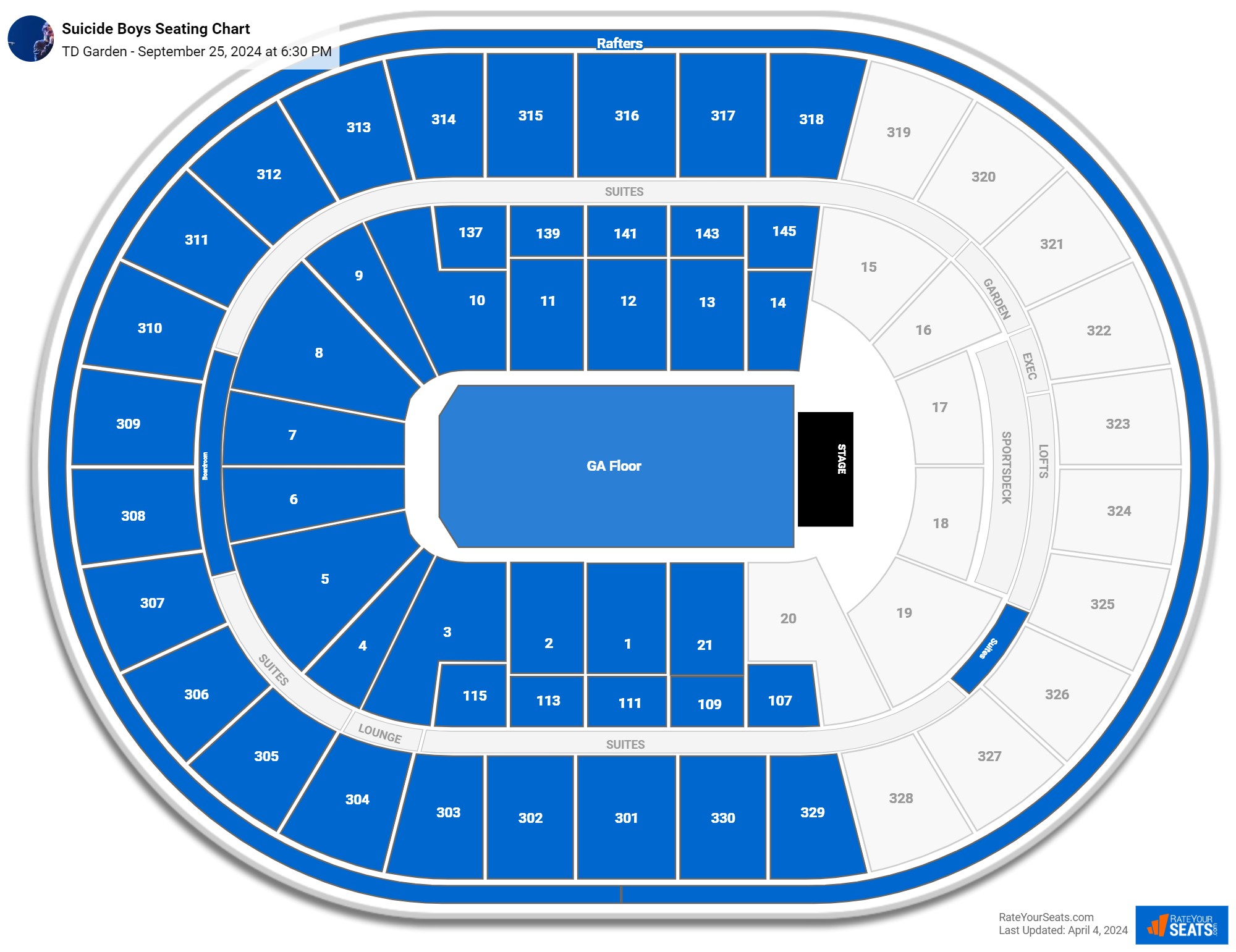 TD Garden Concert Seating Chart - RateYourSeats.com