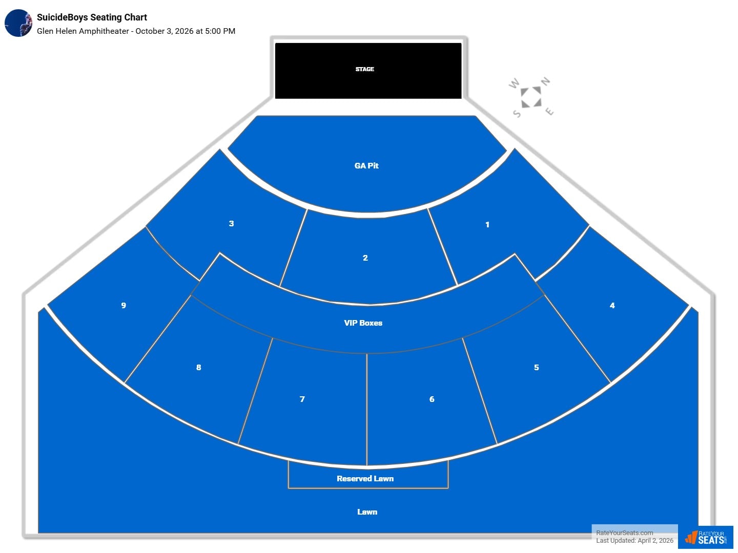 SuicideBoys seating chart Glen Helen Amphitheater