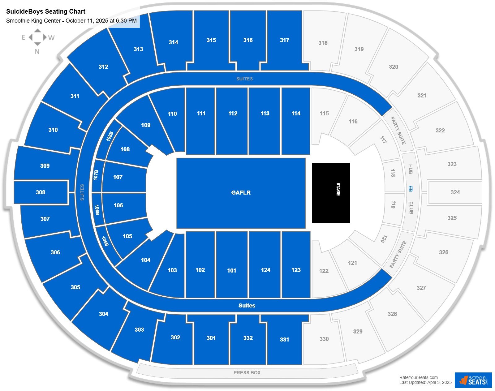 SuicideBoys seating chart Smoothie King Center
