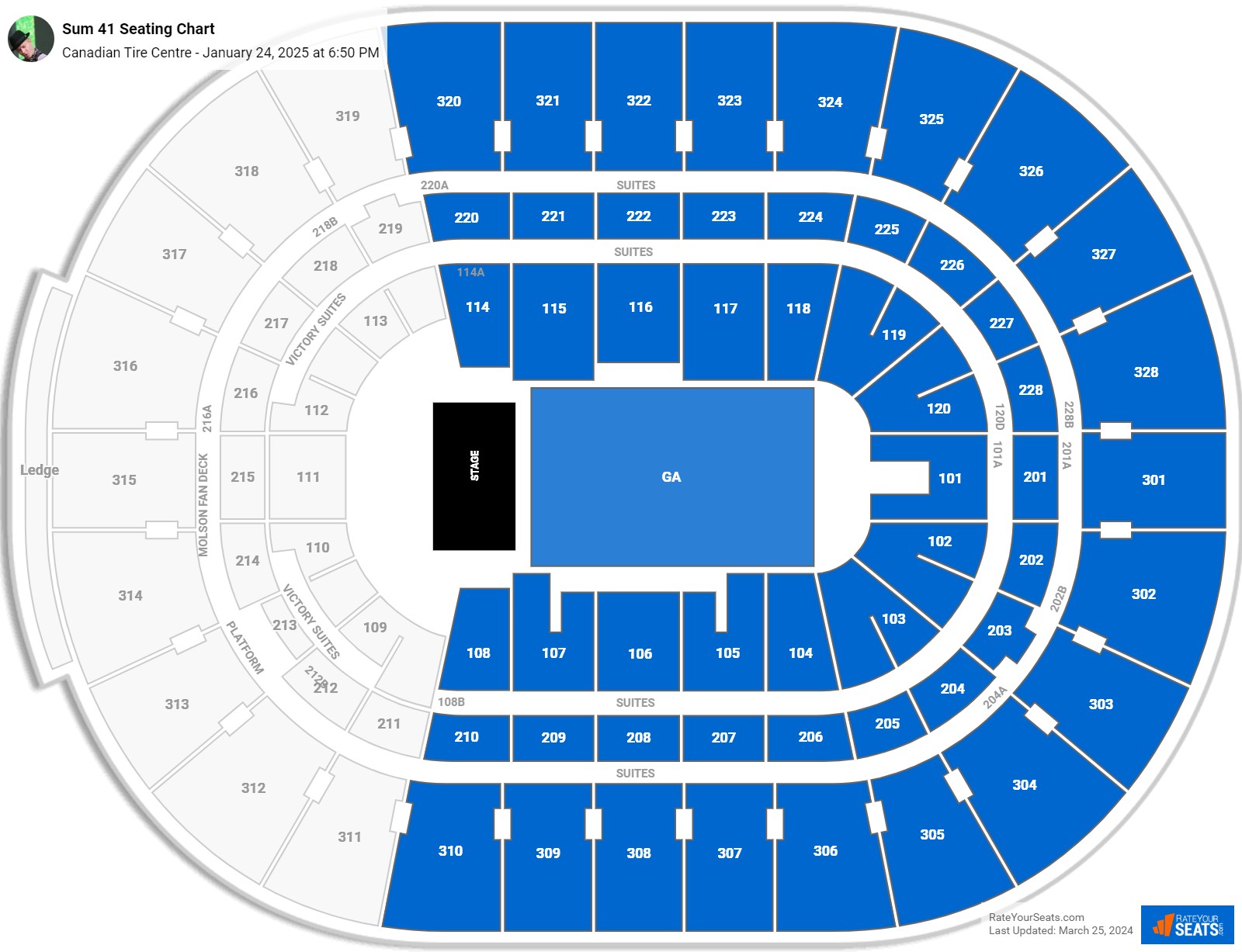 Canadian Tire Centre Concert Seating Chart - RateYourSeats.com