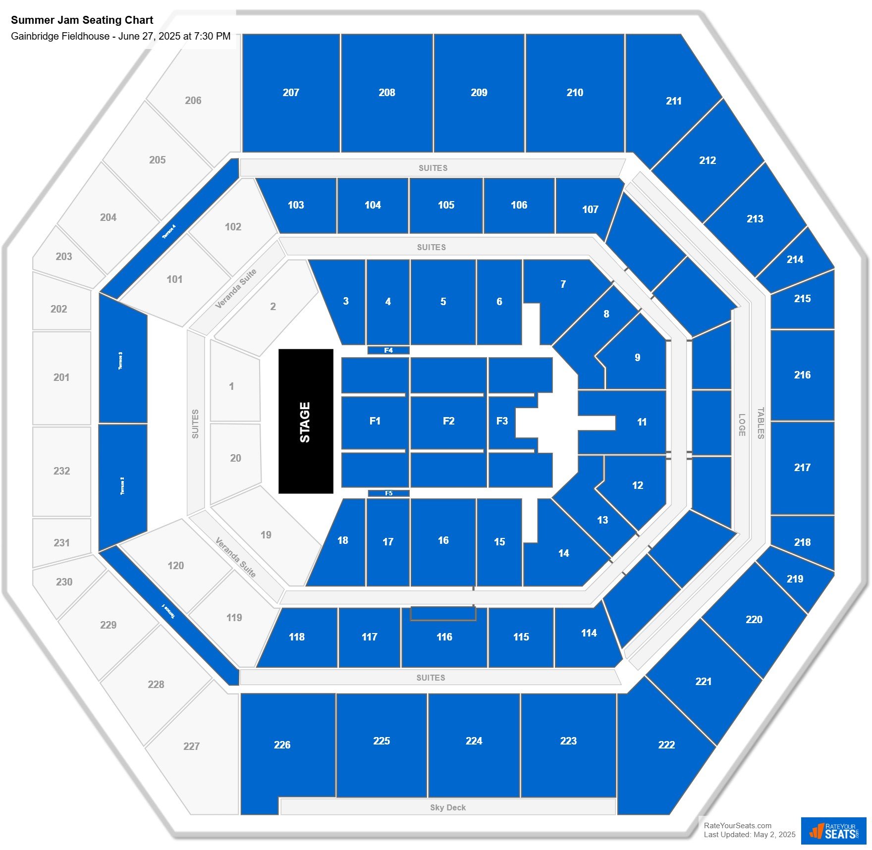 Summer Jam seating chart Gainbridge Fieldhouse