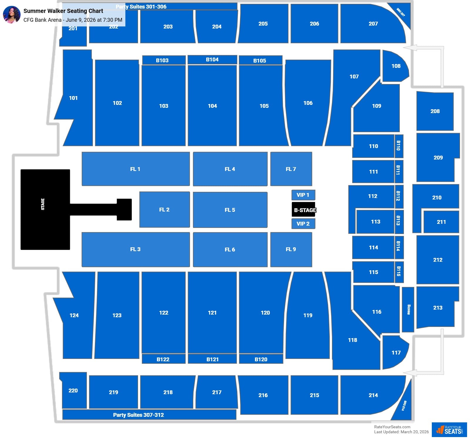Summer Walker seating chart CFG Bank Arena