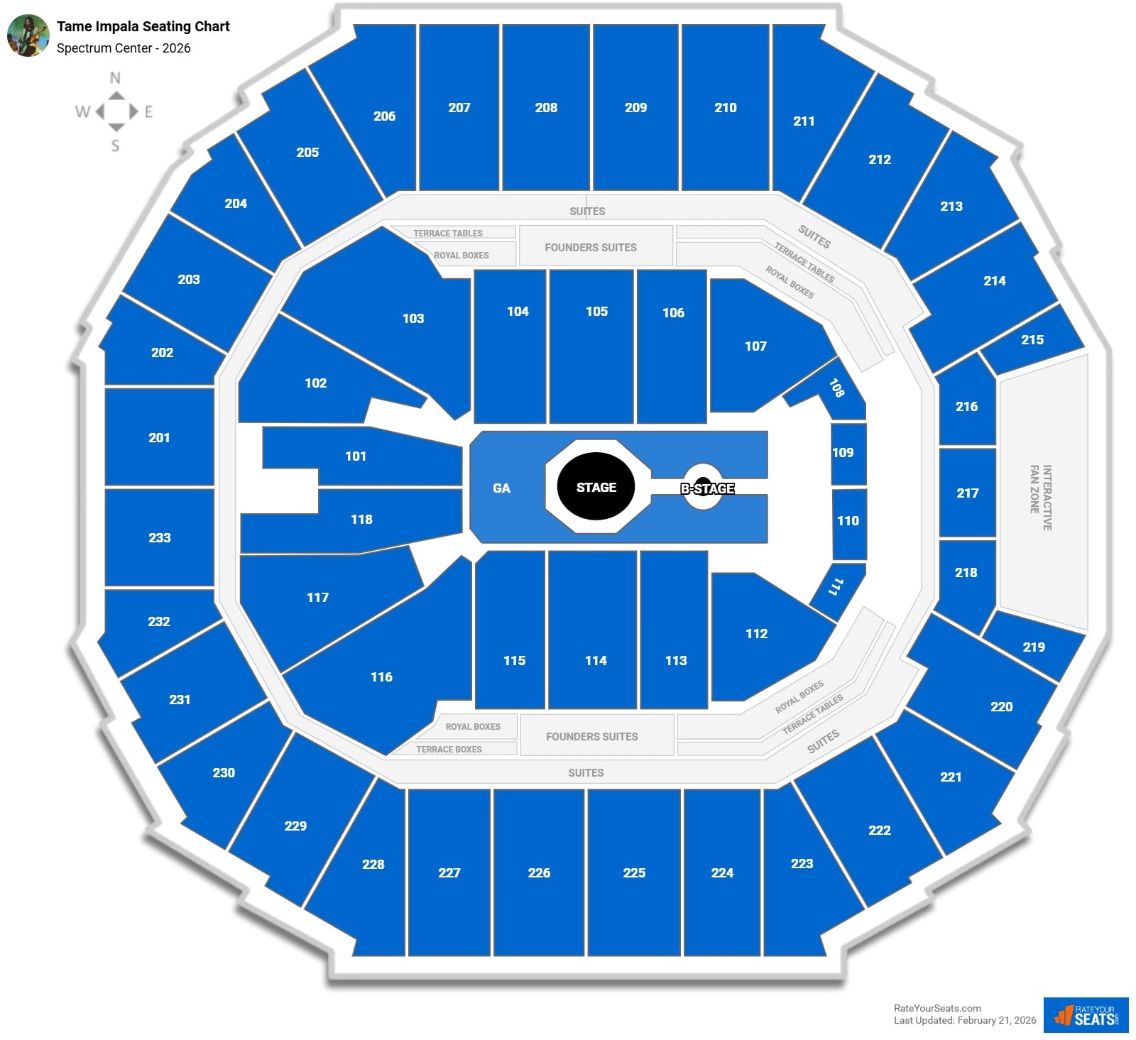 Tame Impala seating chart Spectrum Center