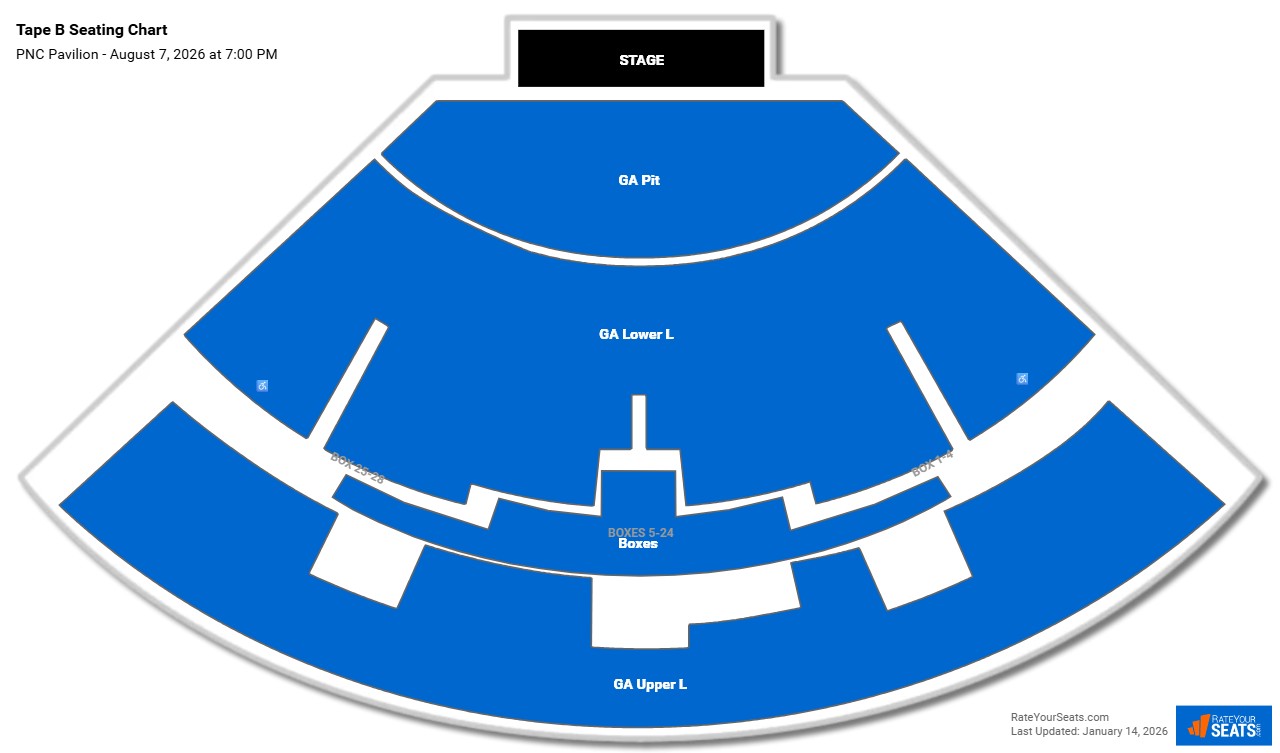 Tape B seating chart PNC Pavilion