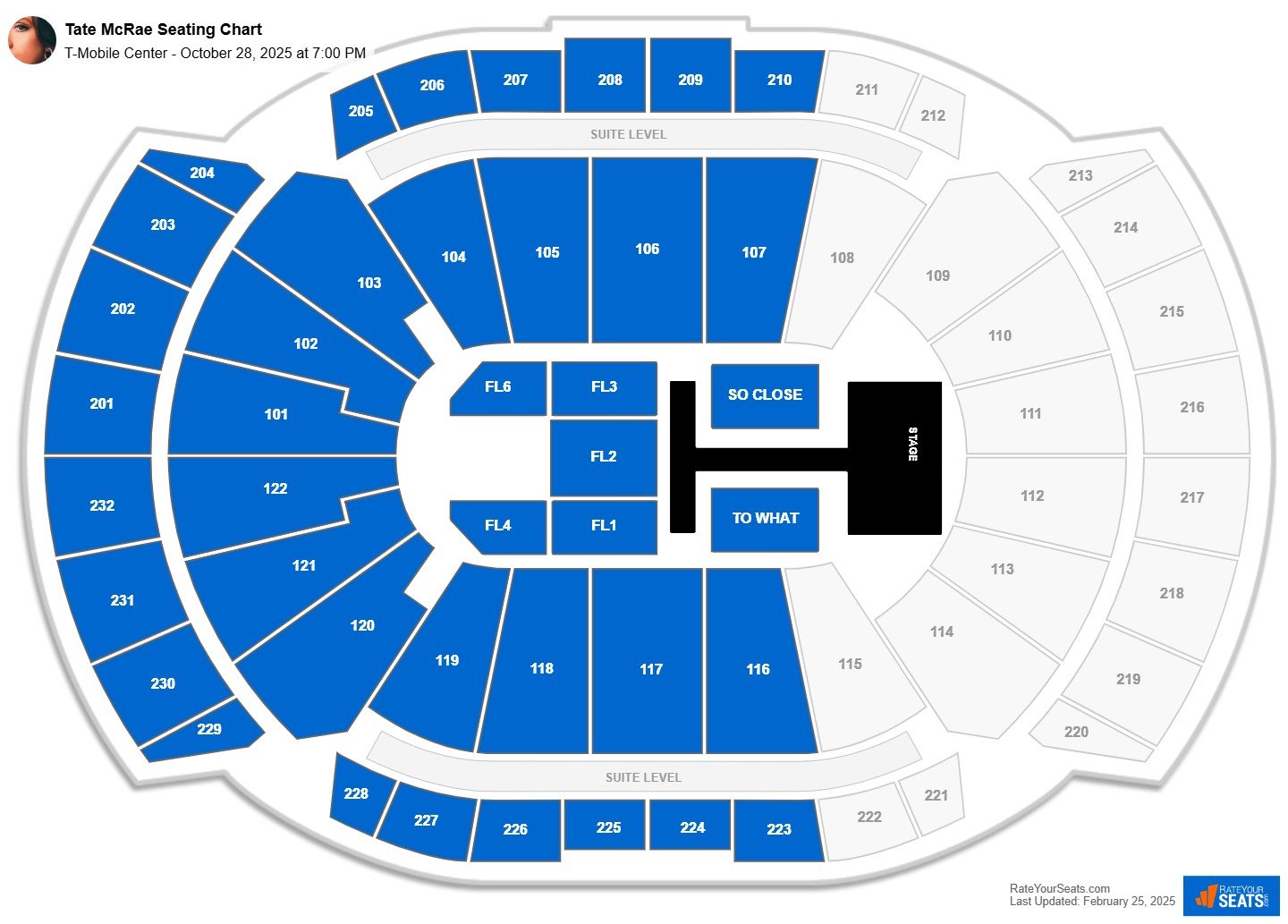 Tate McRae seating chart T-Mobile Center