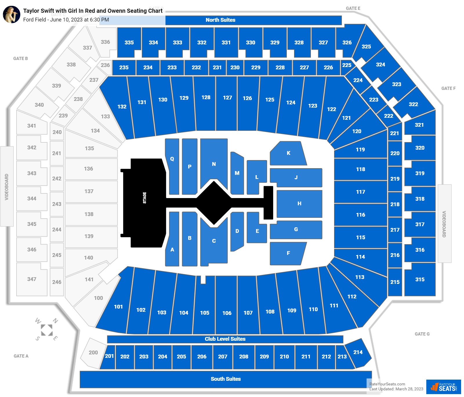 ford field eras tour capacity