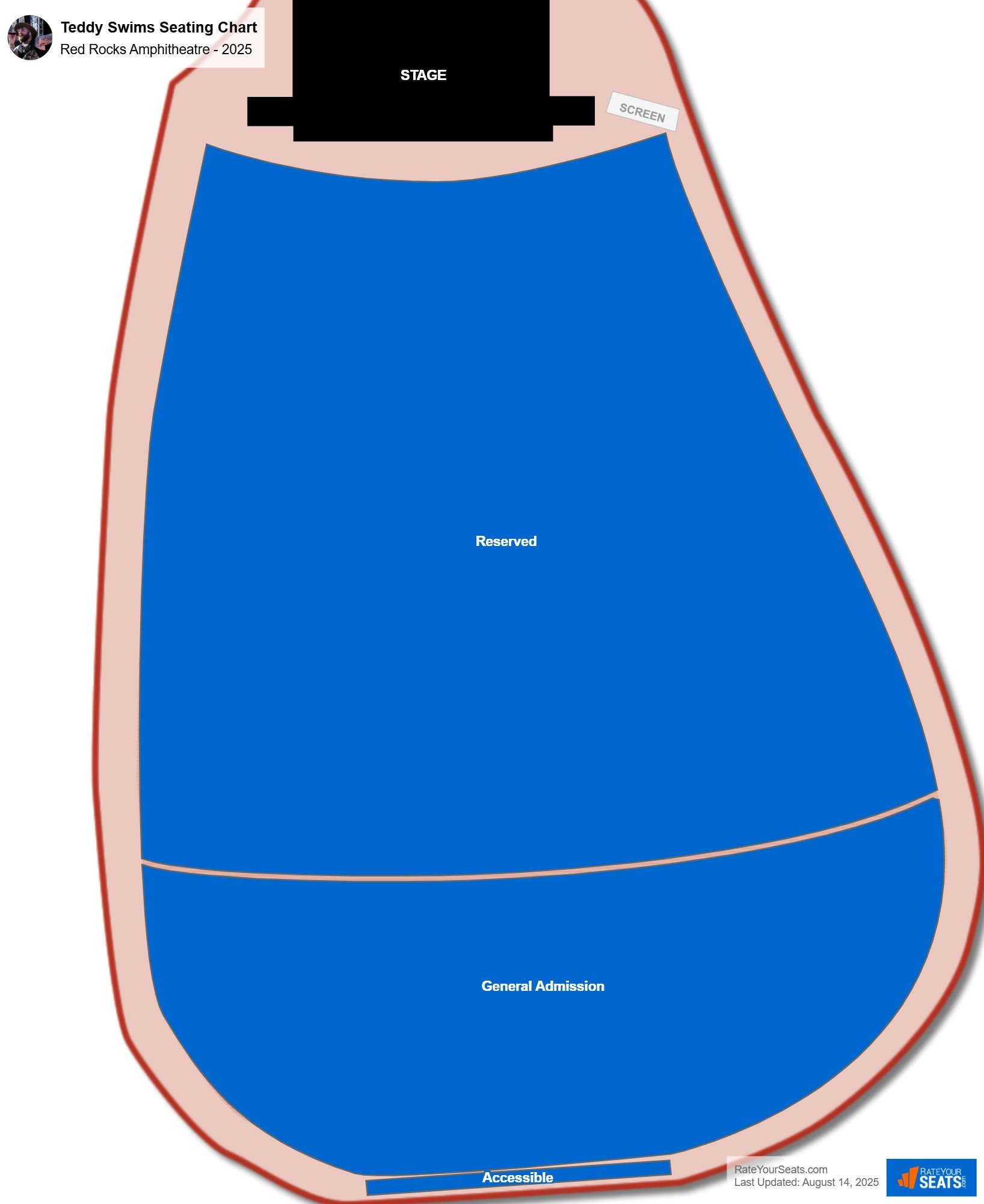Teddy Swims seating chart Red Rocks Amphitheatre