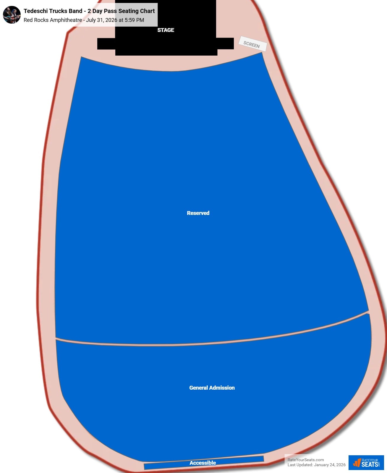 Tedeschi Trucks Band - 2 Day Pass seating chart Red Rocks Amphitheatre