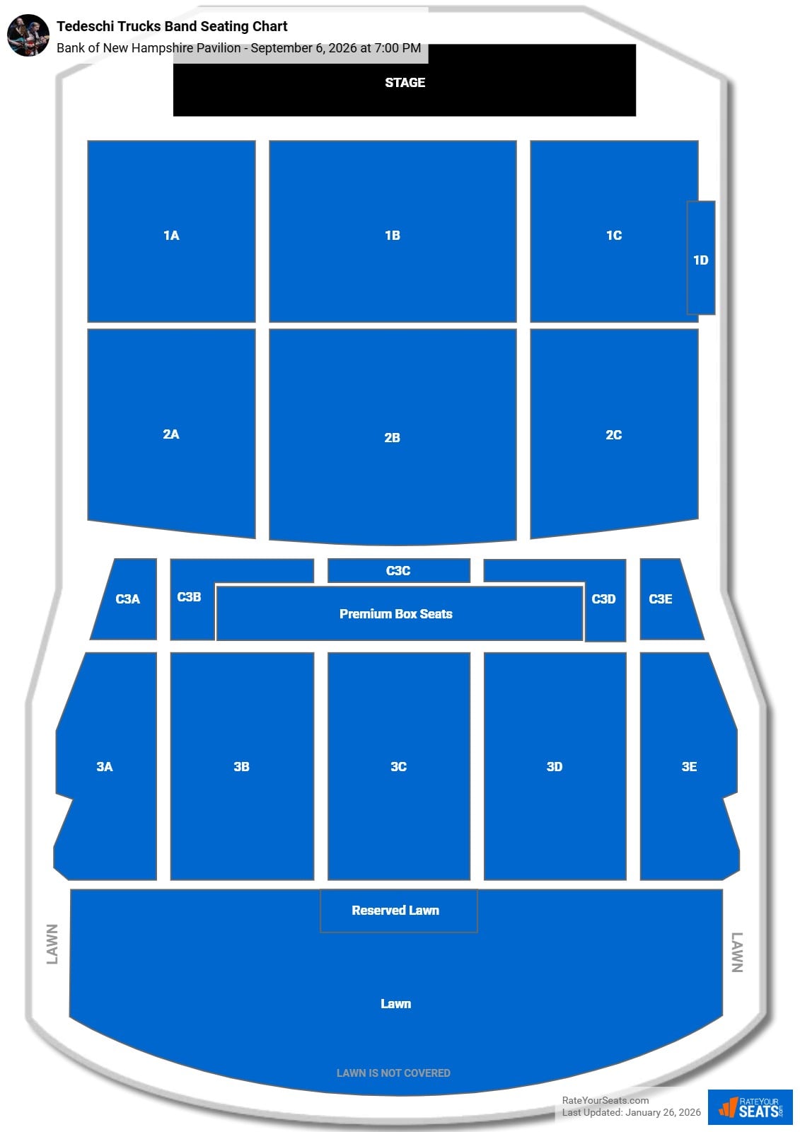 Tedeschi Trucks Band seating chart Bank of New Hampshire Pavilion