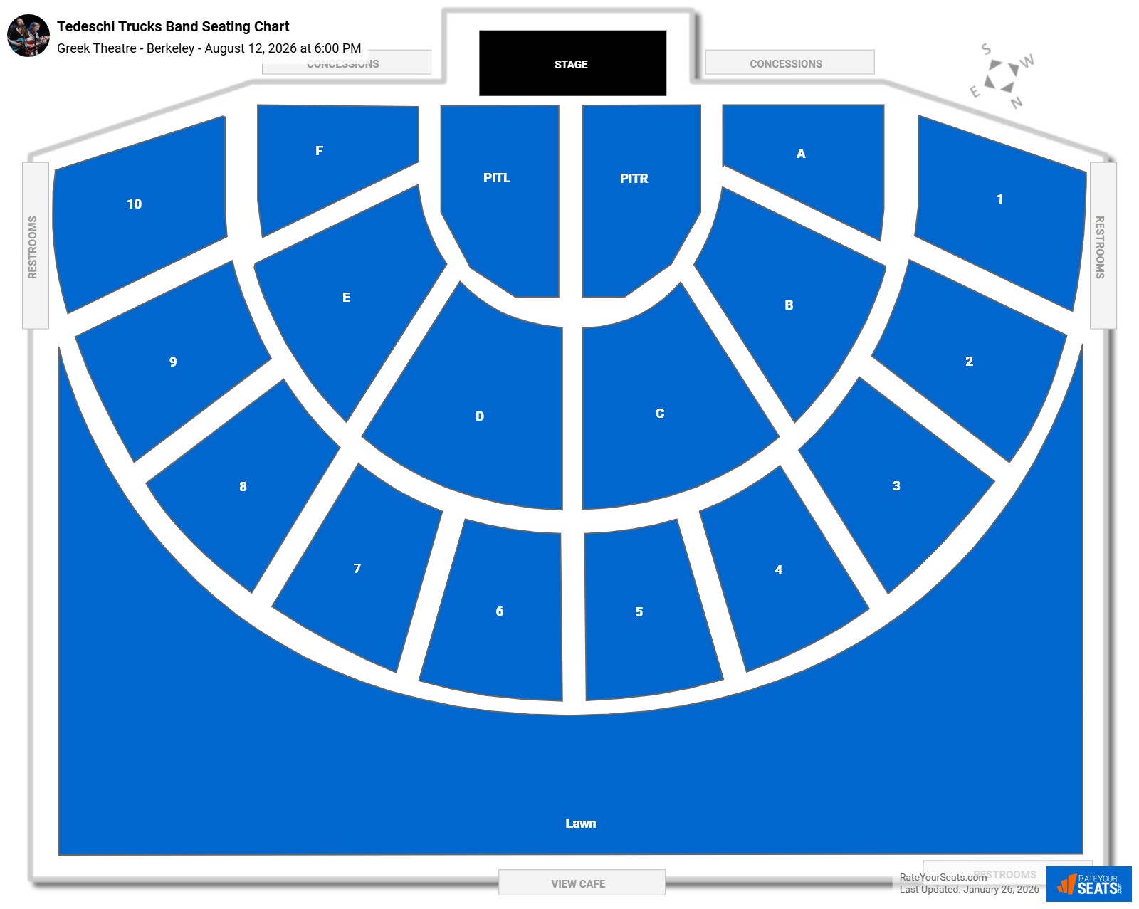 Tedeschi Trucks Band seating chart Greek Theatre - Berkeley