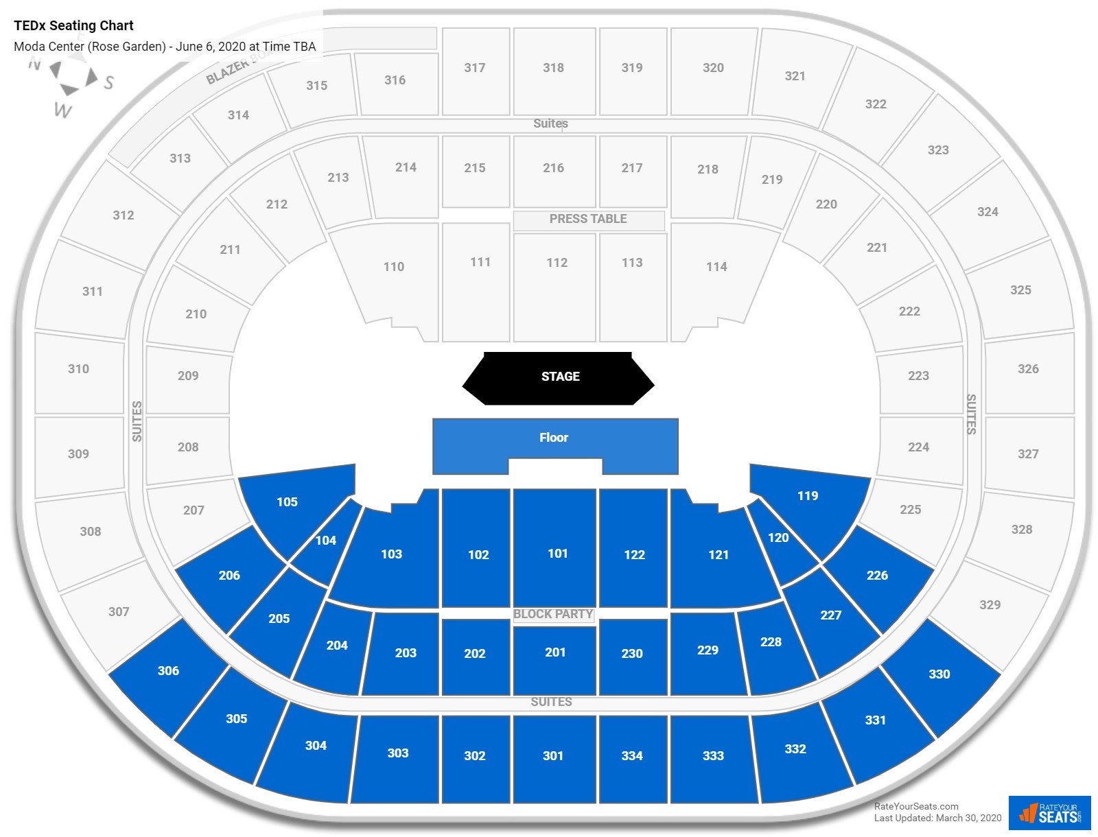 Moda Center Seating Charts for Concerts - RateYourSeats.com