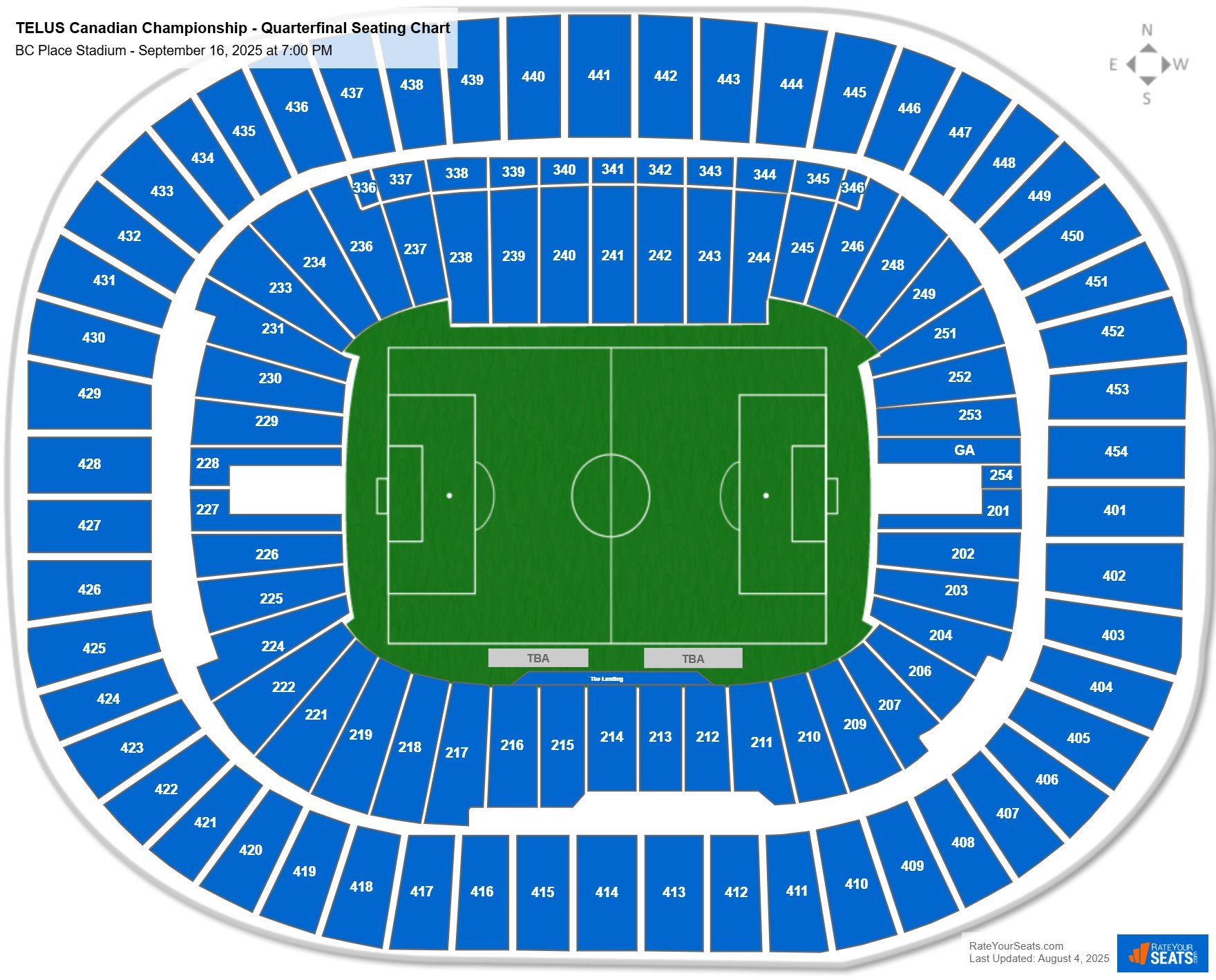 TELUS Canadian Championship - Quarterfinal seating chart BC Place Stadium