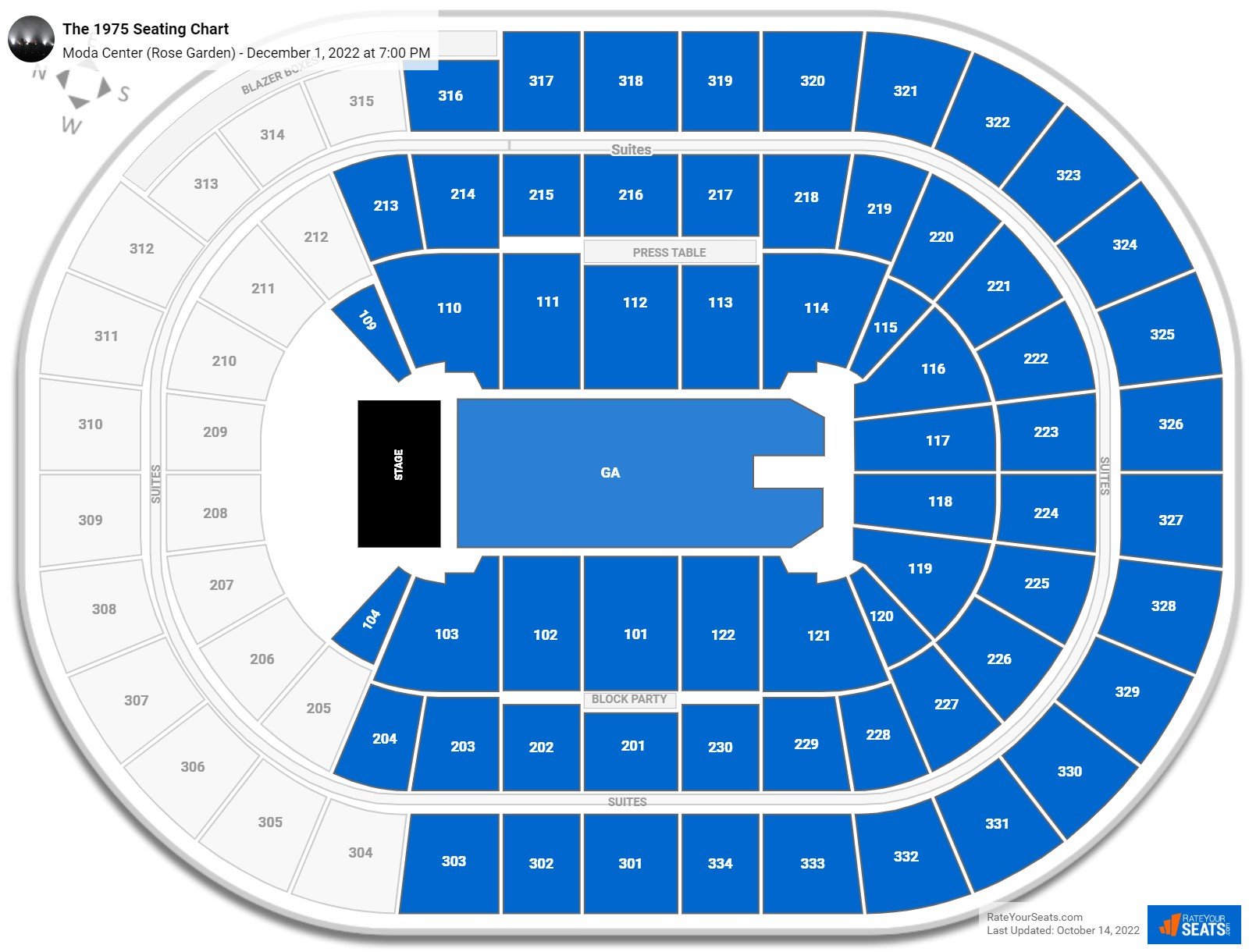 Moda Center Concert Seating Chart - RateYourSeats.com