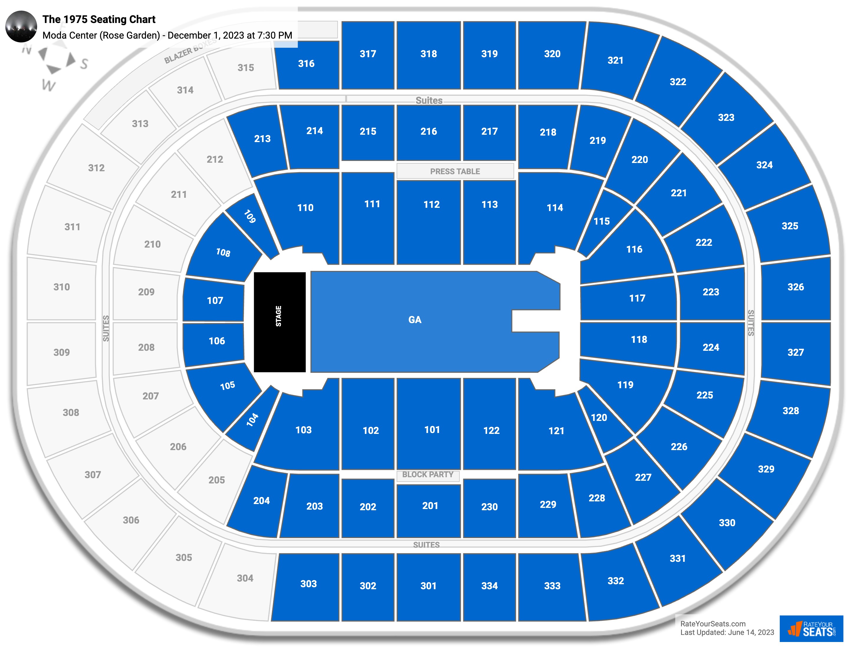 Moda Center Concert Seating Chart - RateYourSeats.com