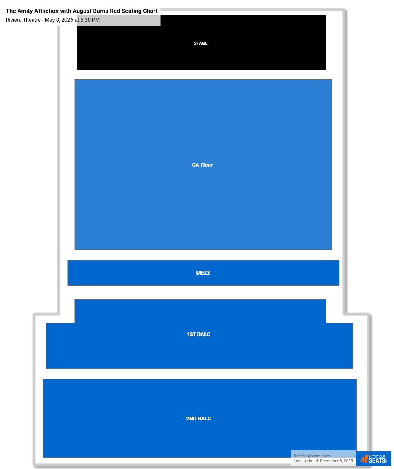 The Amity Affliction with August Burns Red seating chart Riviera Theatre