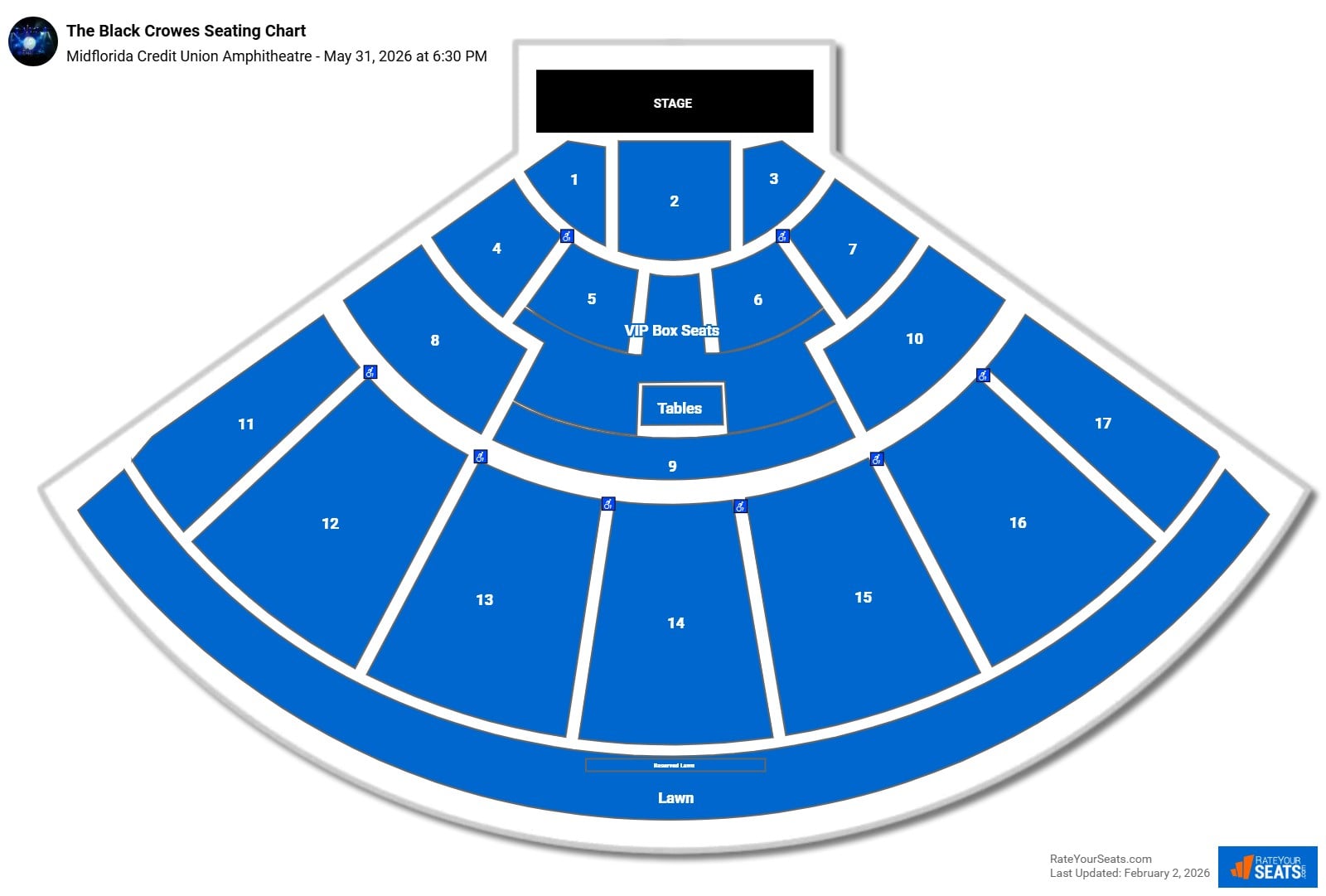 The Black Crowes seating chart Midflorida Credit Union Amphitheatre