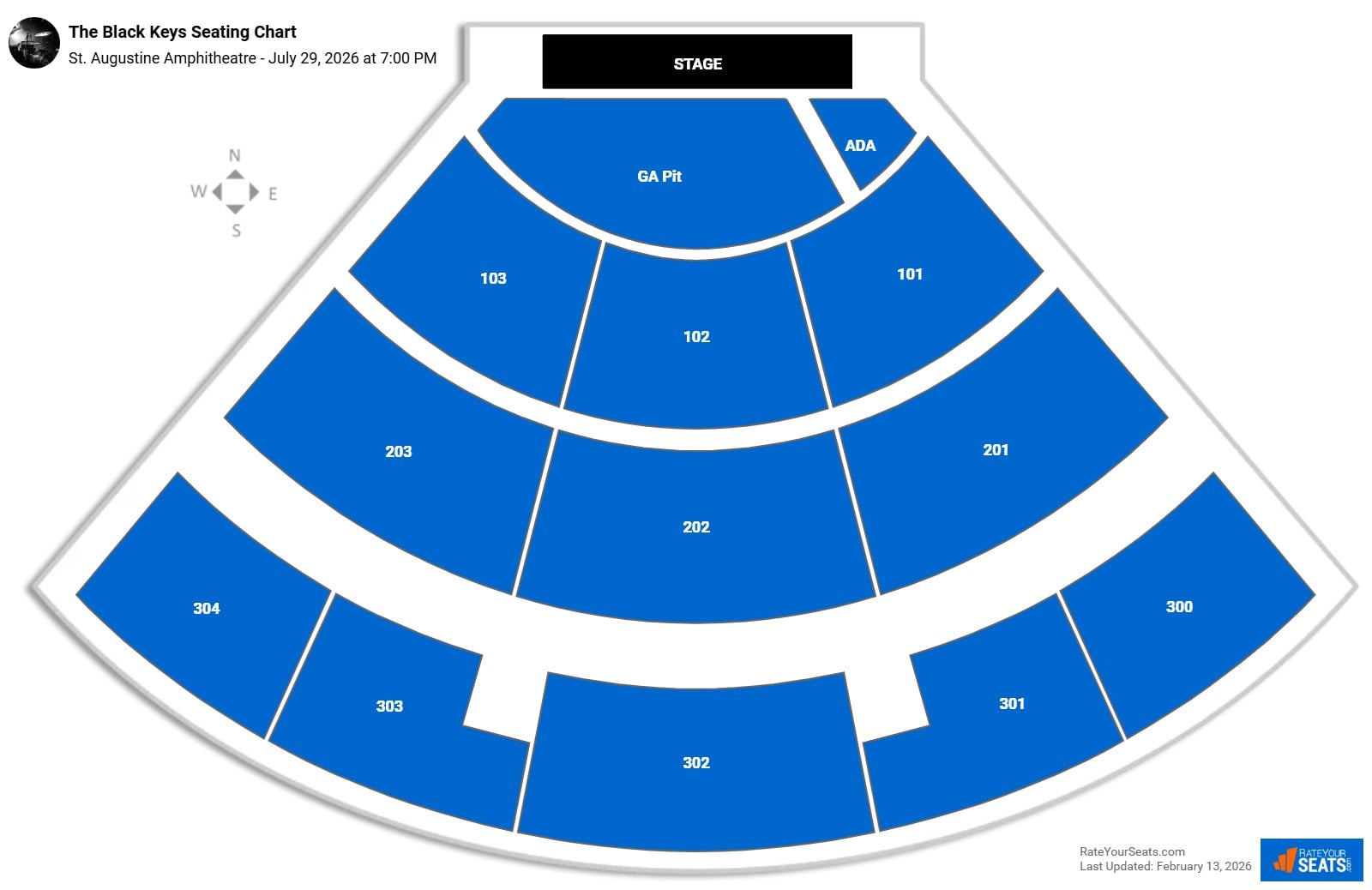 The Black Keys seating chart St. Augustine Amphitheatre