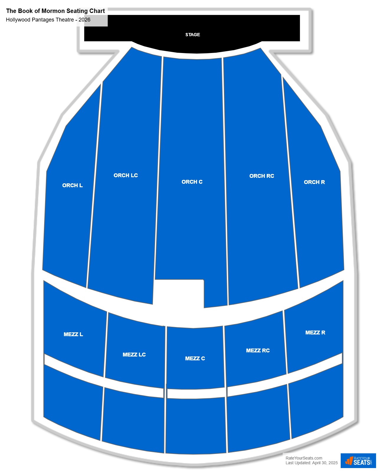The Book of Mormon seating chart Hollywood Pantages Theatre