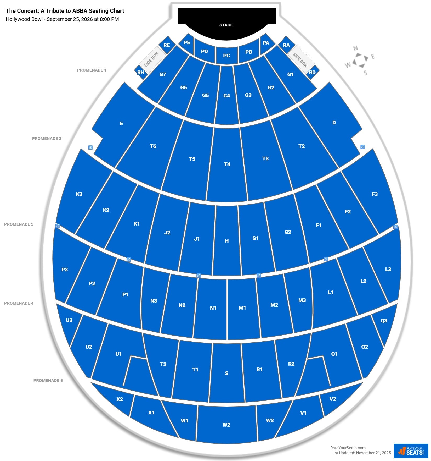 The Concert: A Tribute to ABBA seating chart Hollywood Bowl