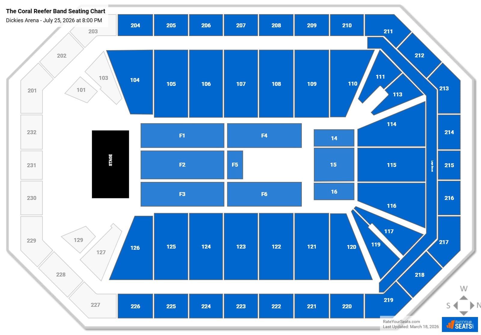 The Coral Reefer Band seating chart Dickies Arena